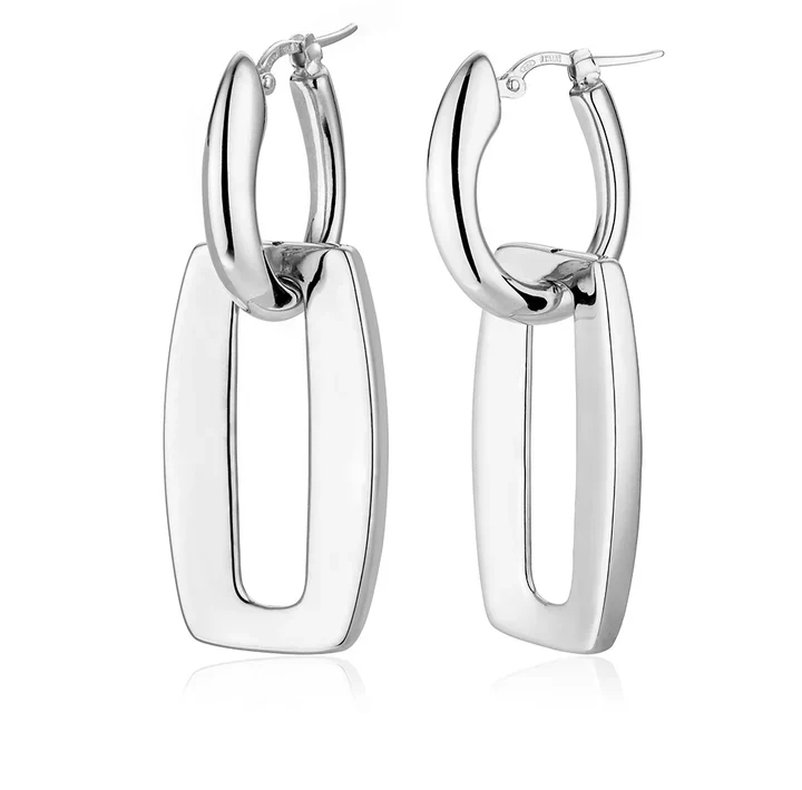 Sterling Silver Geometric Drop Convertible Earrings