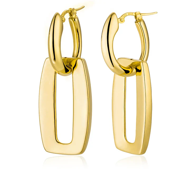 Sterling Silver Geometric Drop Convertible Earrings - Image 3