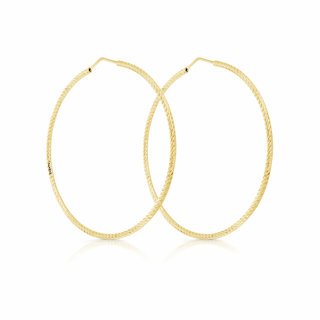 Sterling Silver Gold Plated Diamond Cut Hoops