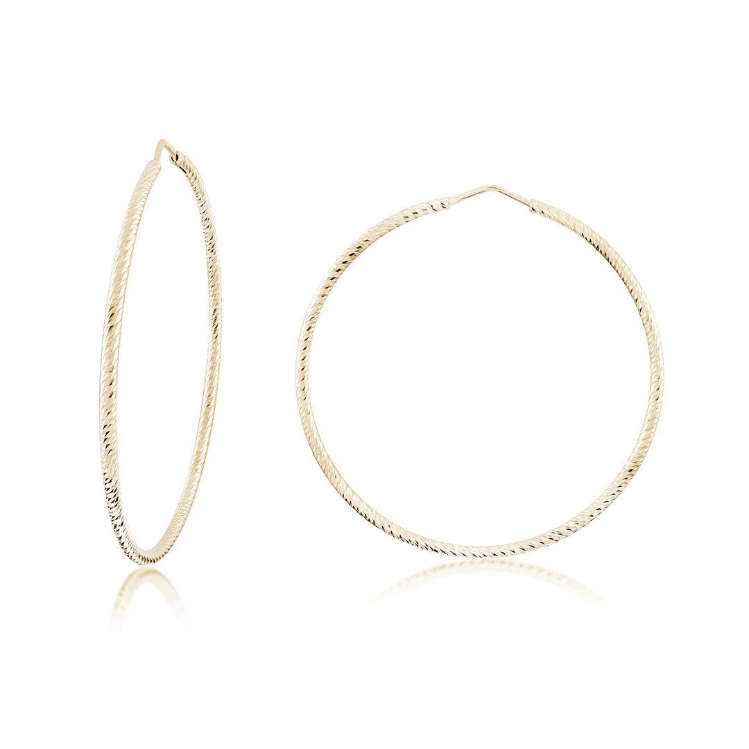 Sterling Silver Gold Plated Diamond Cut Hoops - Image 3