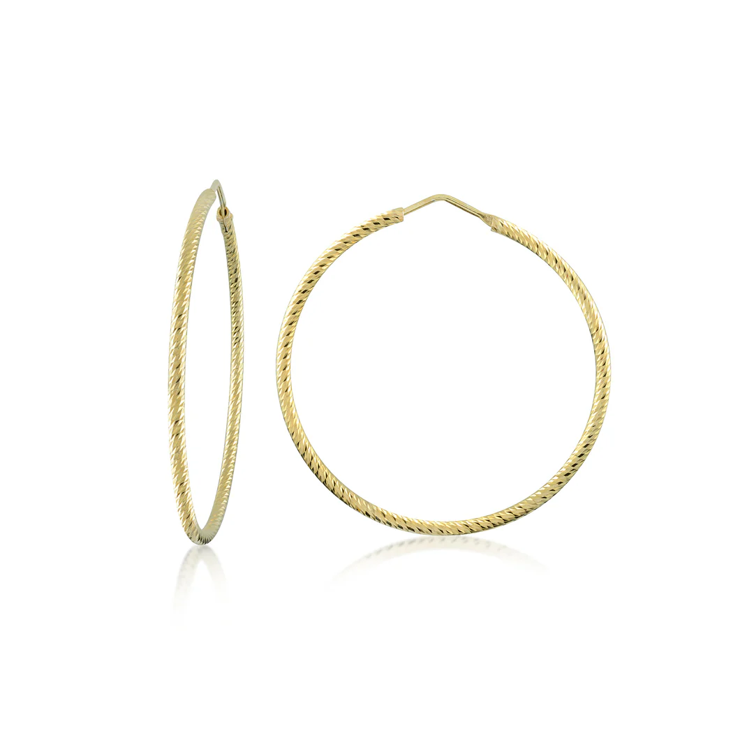 Sterling Silver Gold Plated Diamond Cut Hoops - Image 4