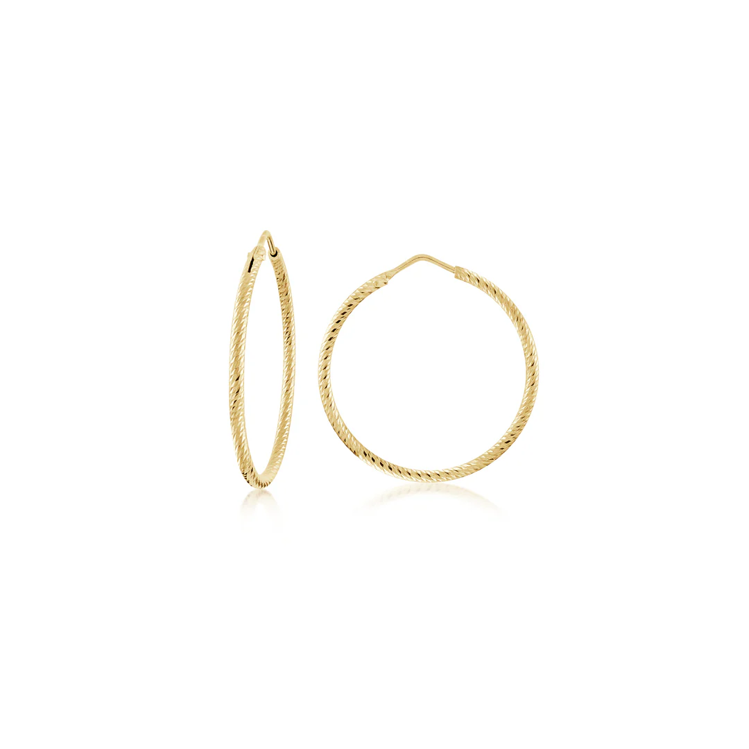 Sterling Silver Gold Plated Diamond Cut Hoops - Image 7