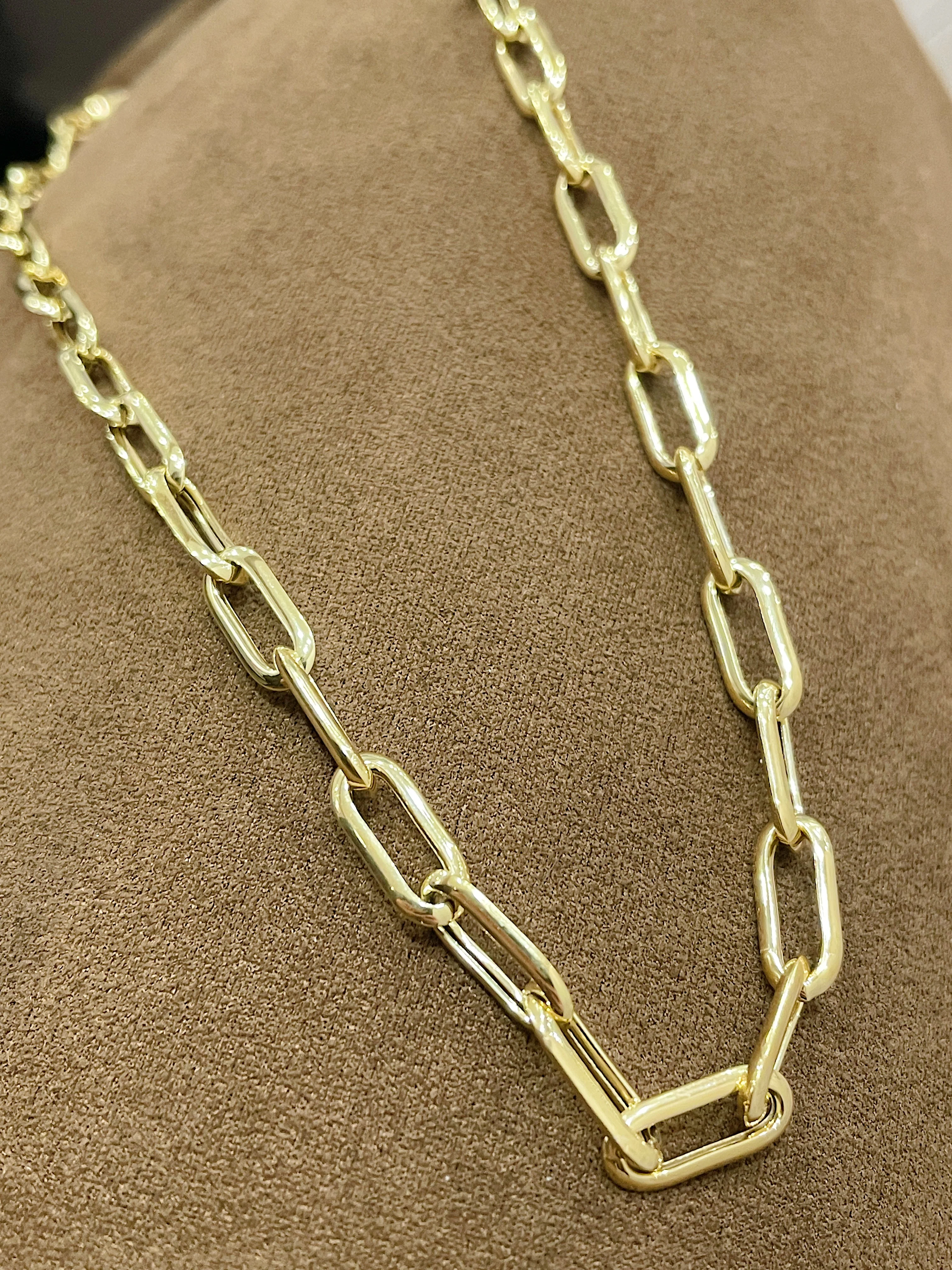 Sterling Silver Yellow Gold Plated Jumbo Paperclip Necklace - Image 3
