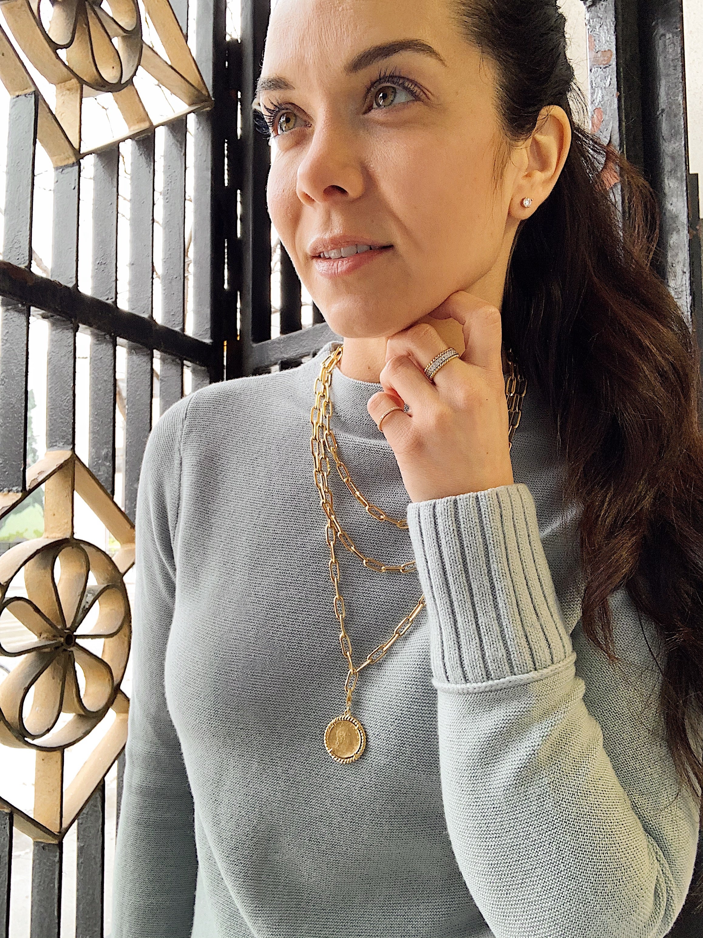 Sterling Silver Yellow Gold Plated Jumbo Paperclip Necklace - Image 4