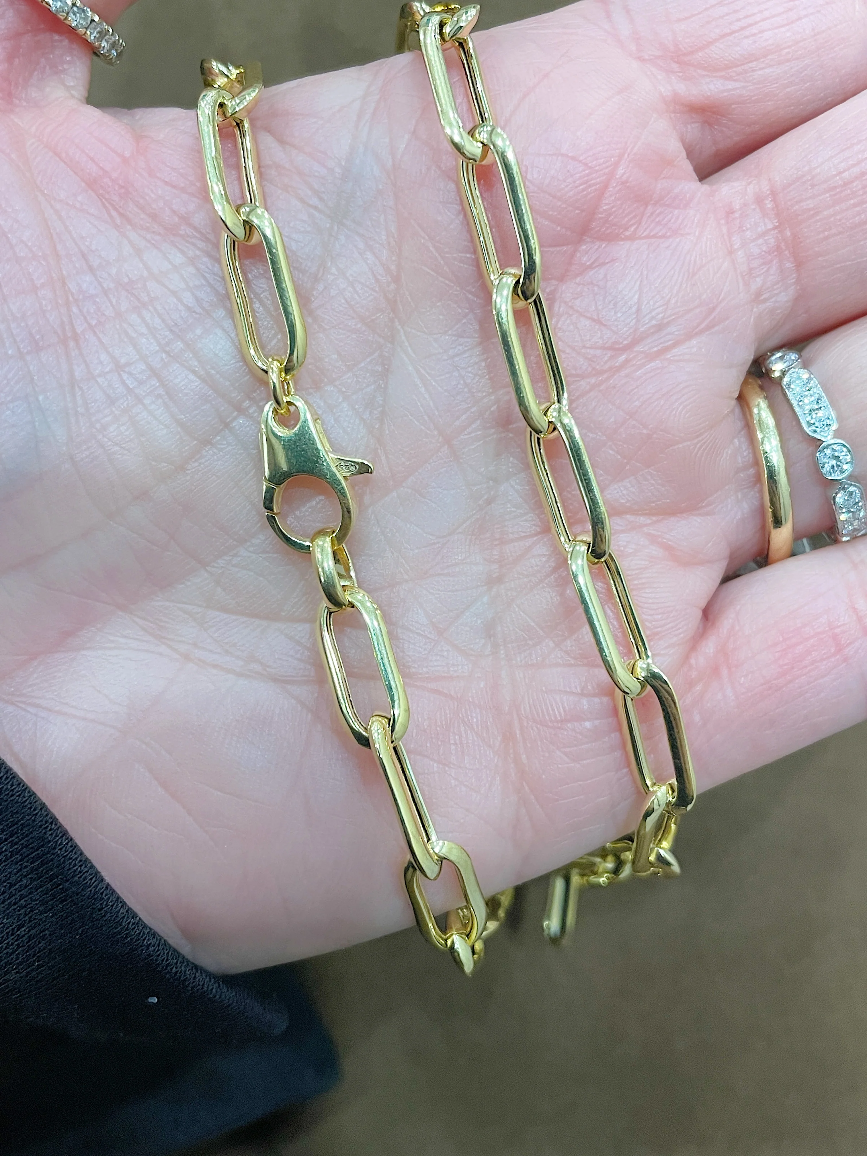 Sterling Silver Yellow Gold Plated Jumbo Paperclip Necklace - Image 5