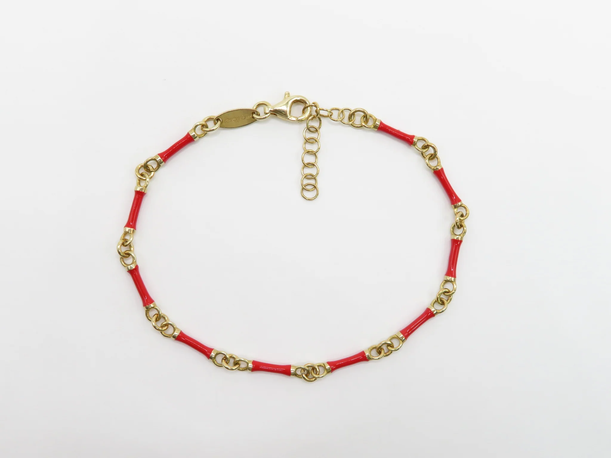 Sterling Silver Gold Plated Bamboo Enamel Bracelet - Image 5