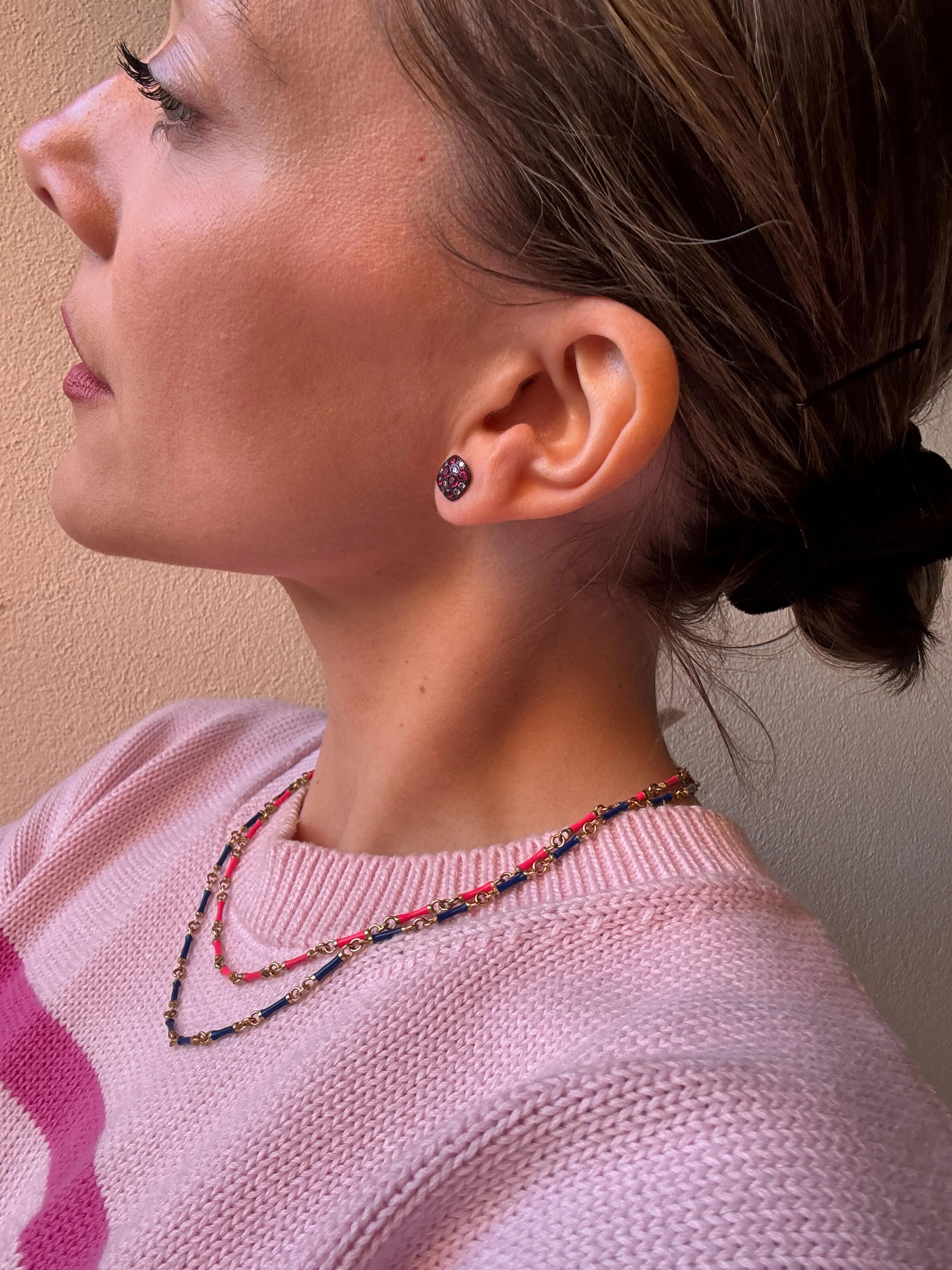 Sterling Silver Gold Plated Bamboo Enamel Necklace - Image 2