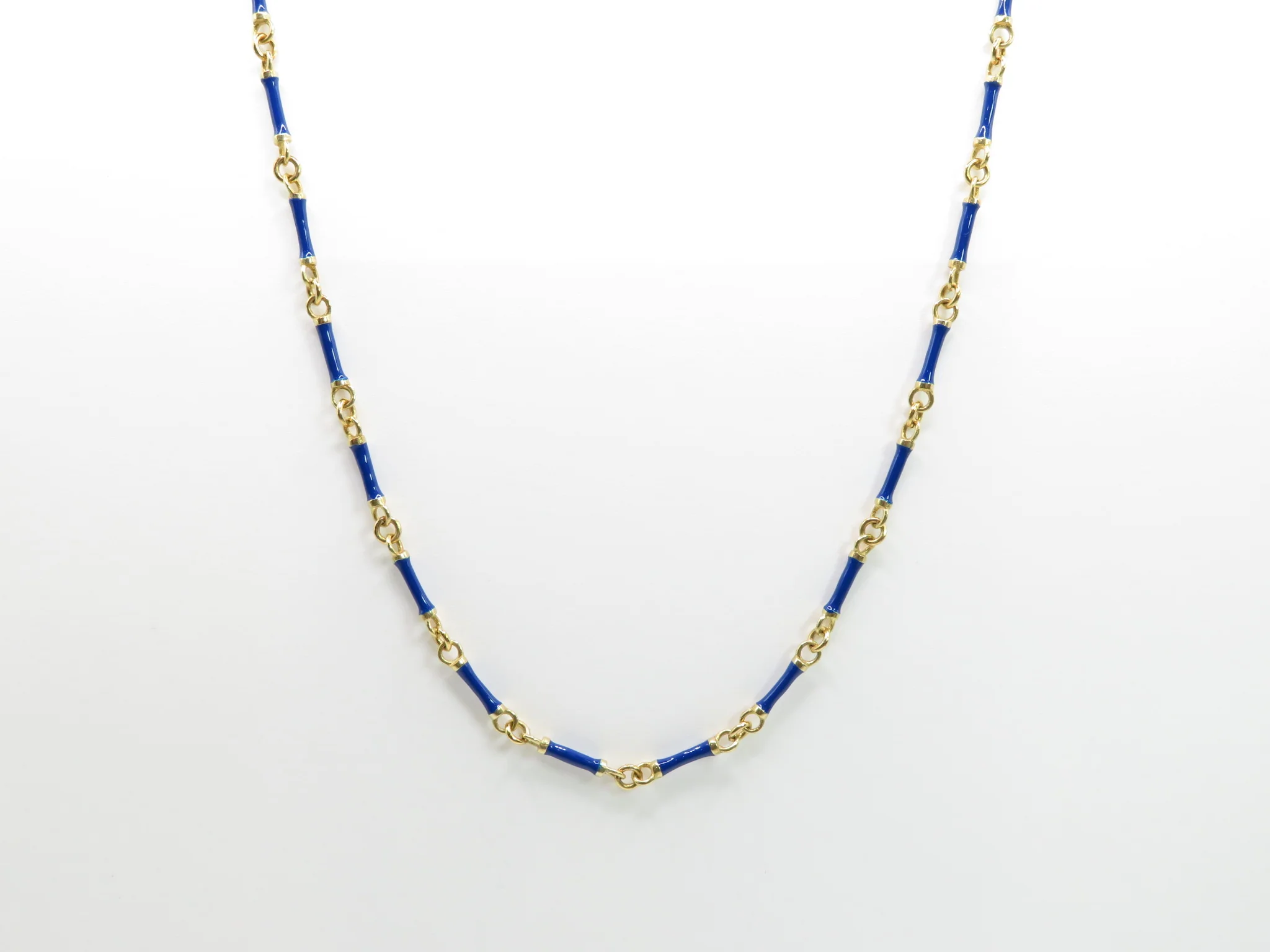 Sterling Silver Gold Plated Bamboo Enamel Necklace - Image 3