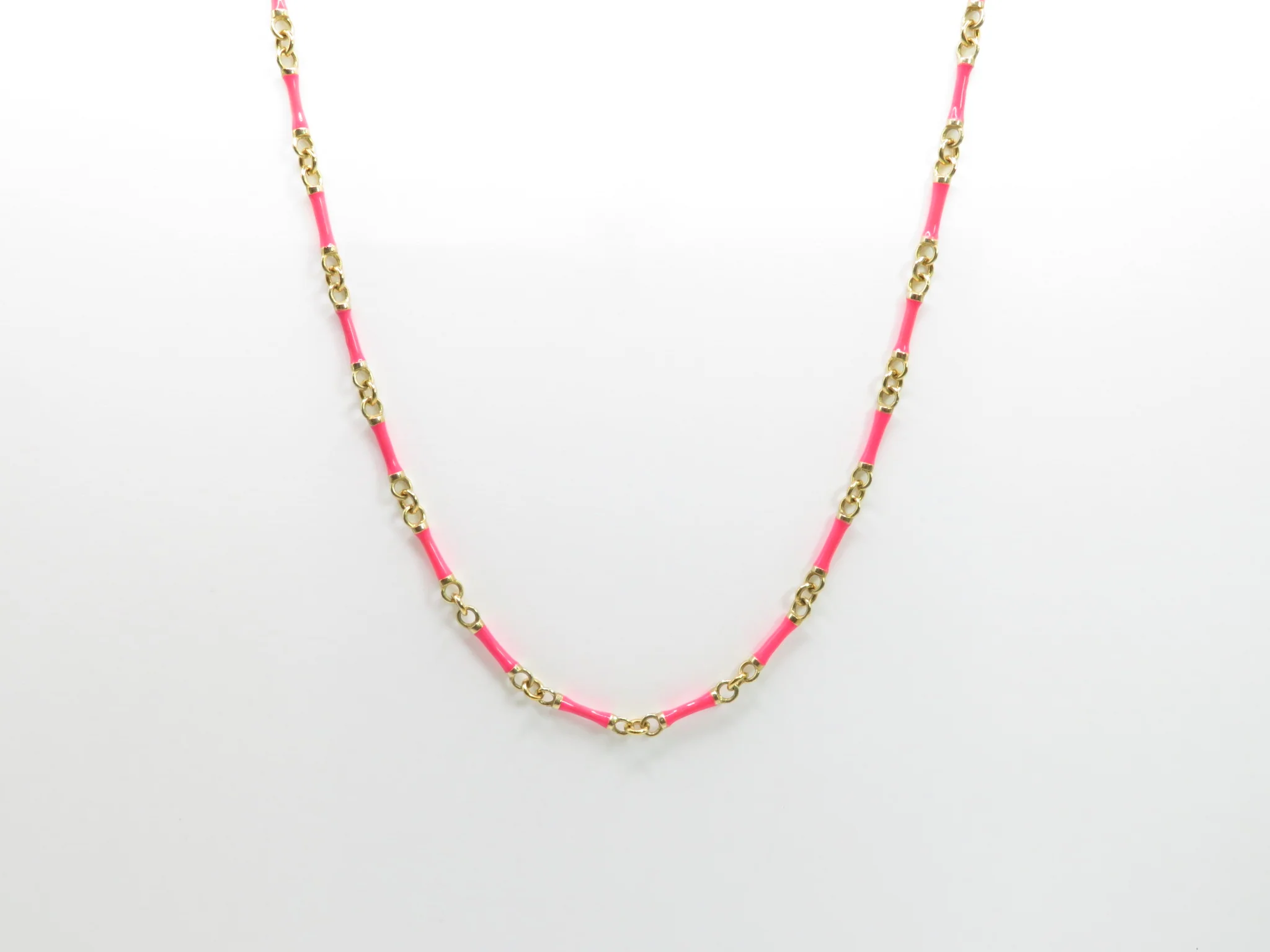 Sterling Silver Gold Plated Bamboo Enamel Necklace - Image 4
