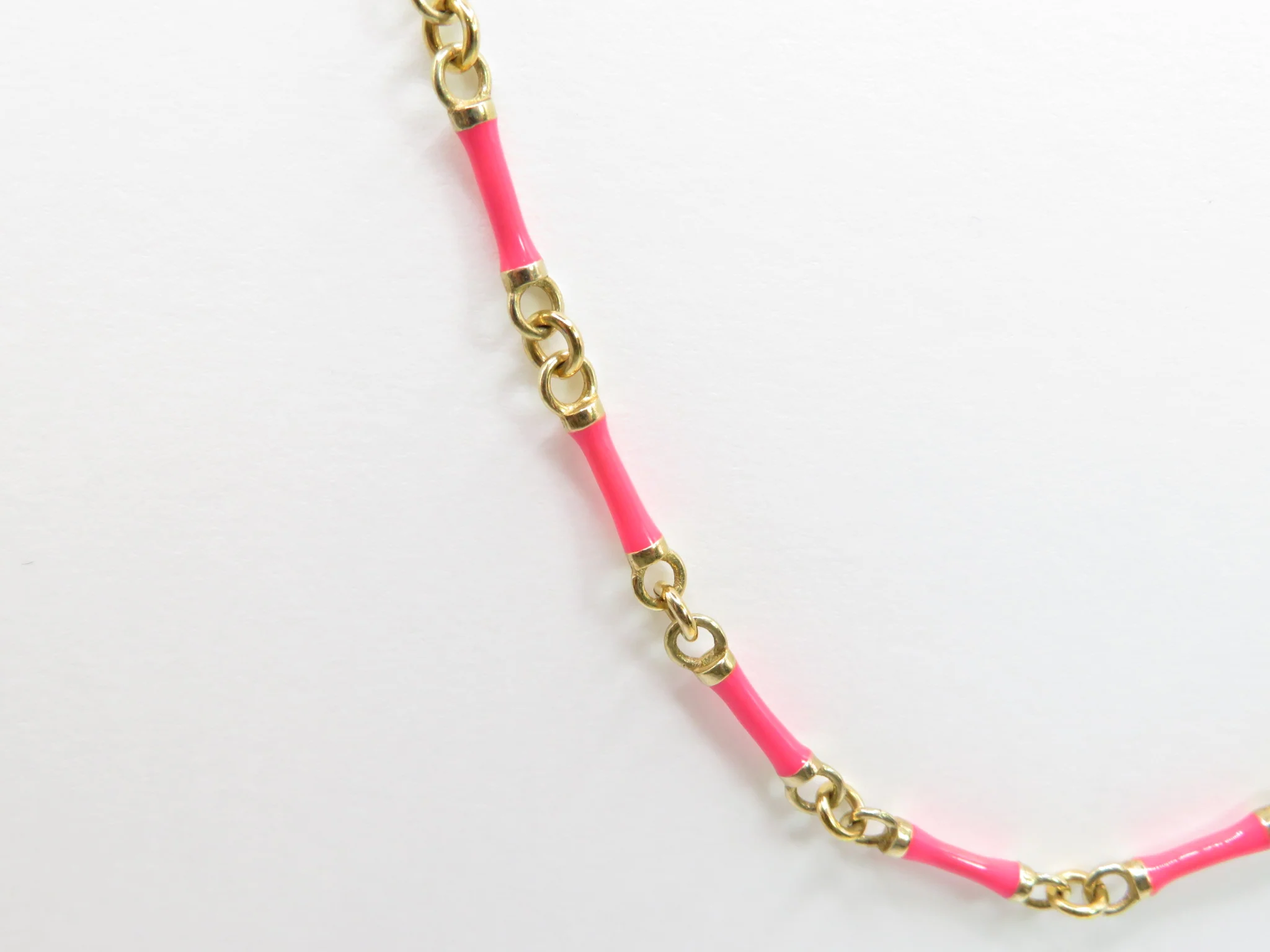 Sterling Silver Gold Plated Bamboo Enamel Necklace - Image 5