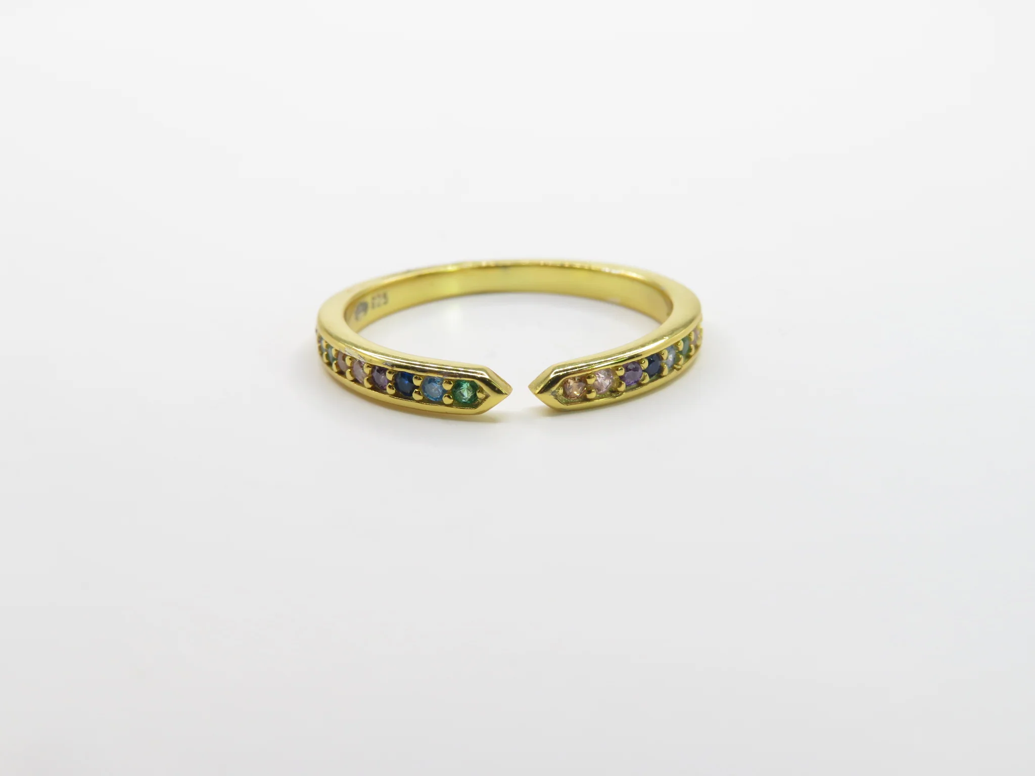 Sterling Silver Gold Plated Rainbow Ring