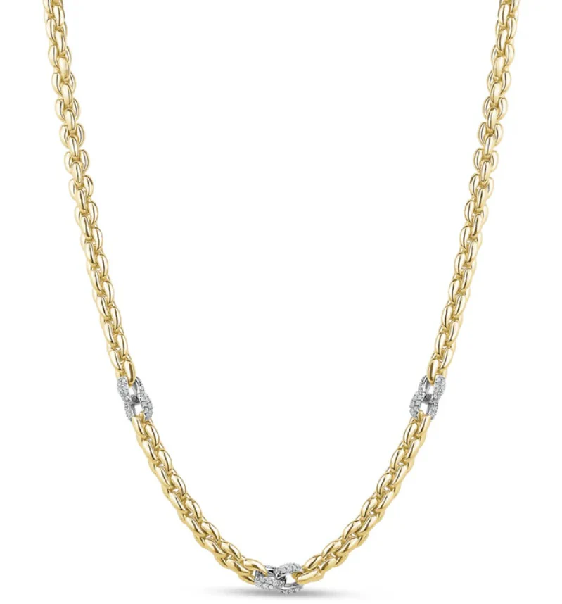 Sterling Silver Gold Plated Fancy Round link Necklace