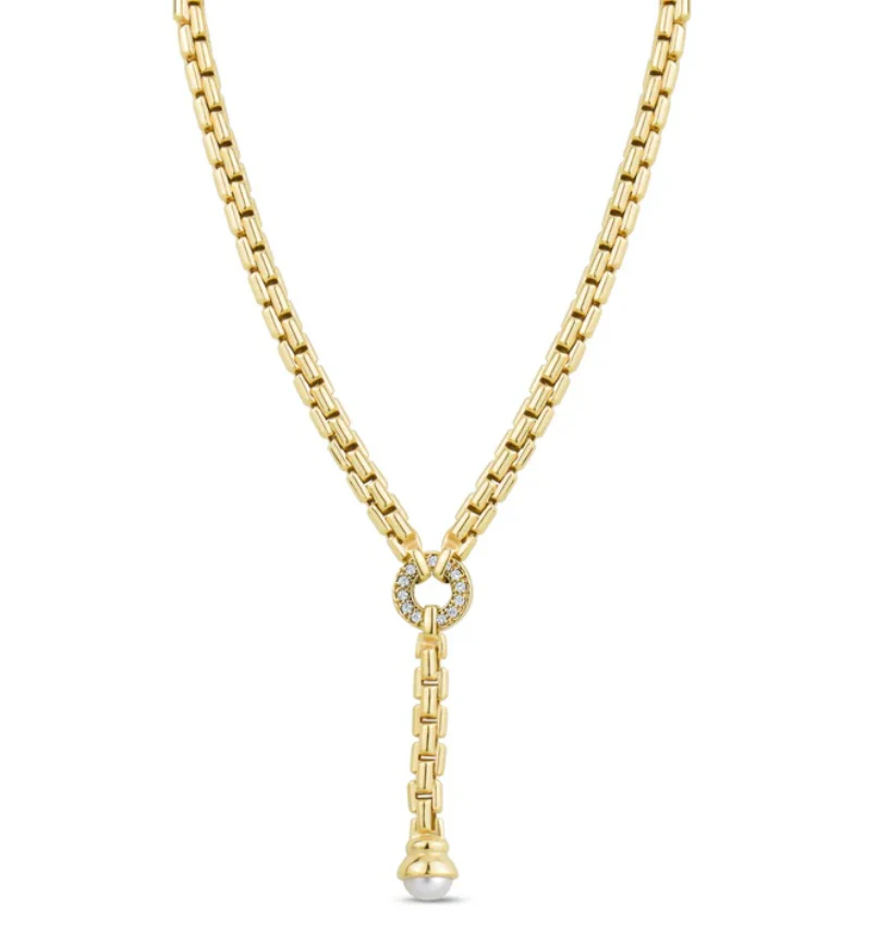 Sterling Silver Gold Plated Flex Lariat Pearl Necklace