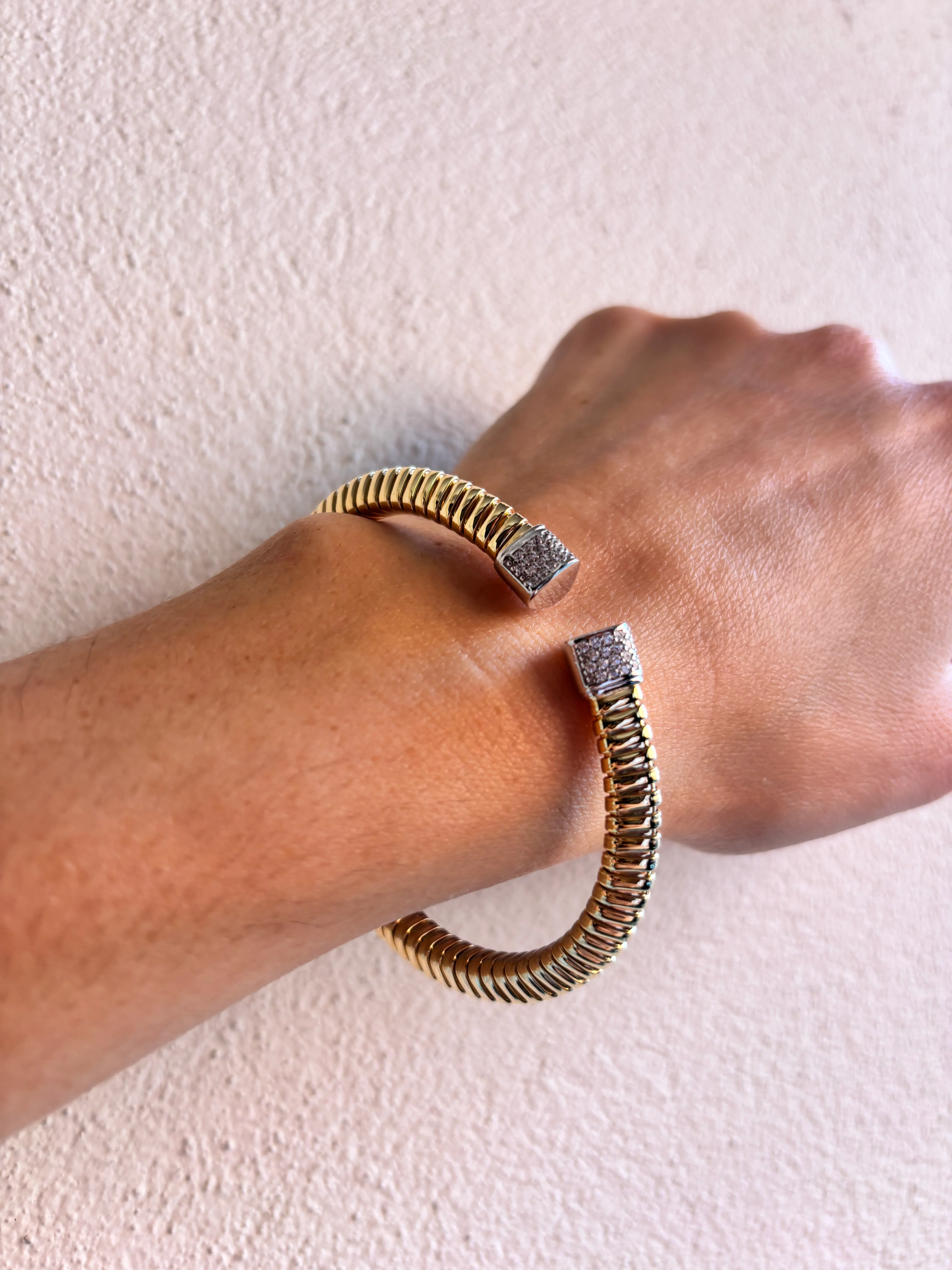Sterling Silver Gold Plated Grooved Cuff - Image 3