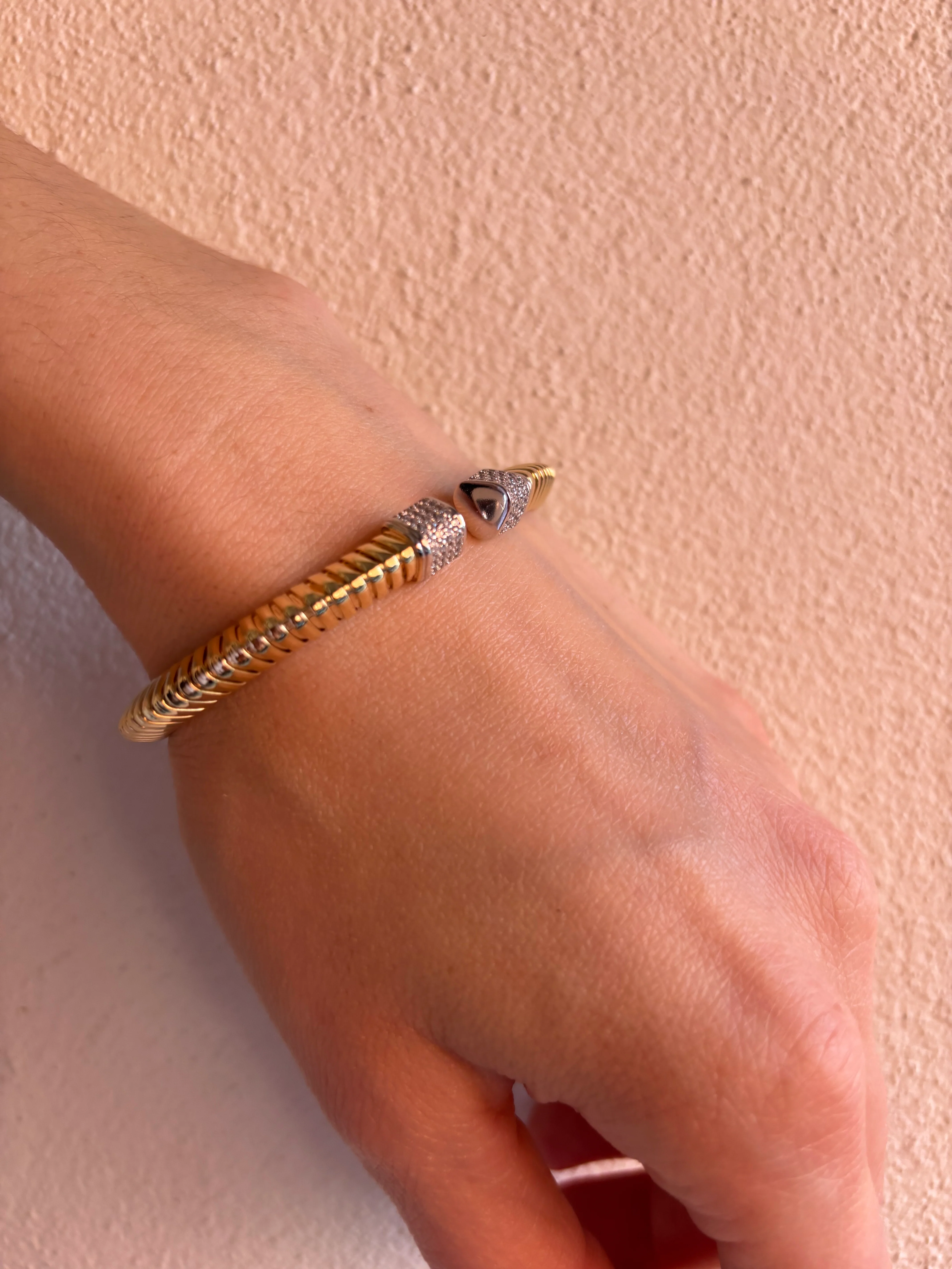 Sterling Silver Gold Plated Grooved Cuff - Image 4