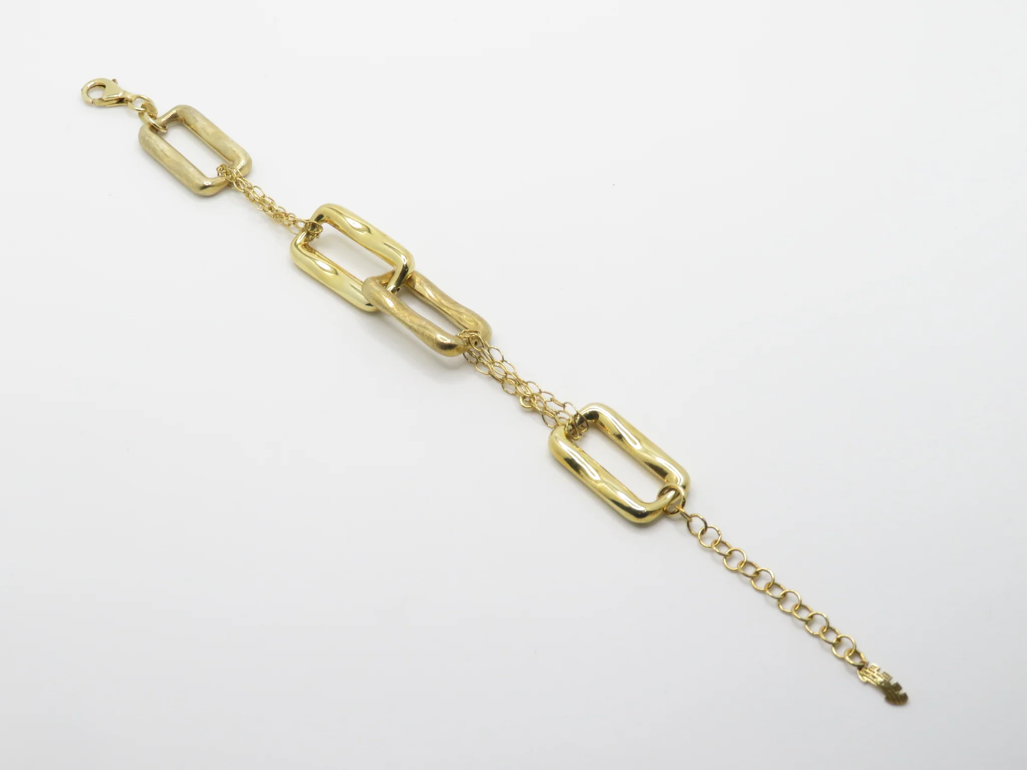 Sterling Silver Gold Plated Rectangular Link Bracelet - Image 2