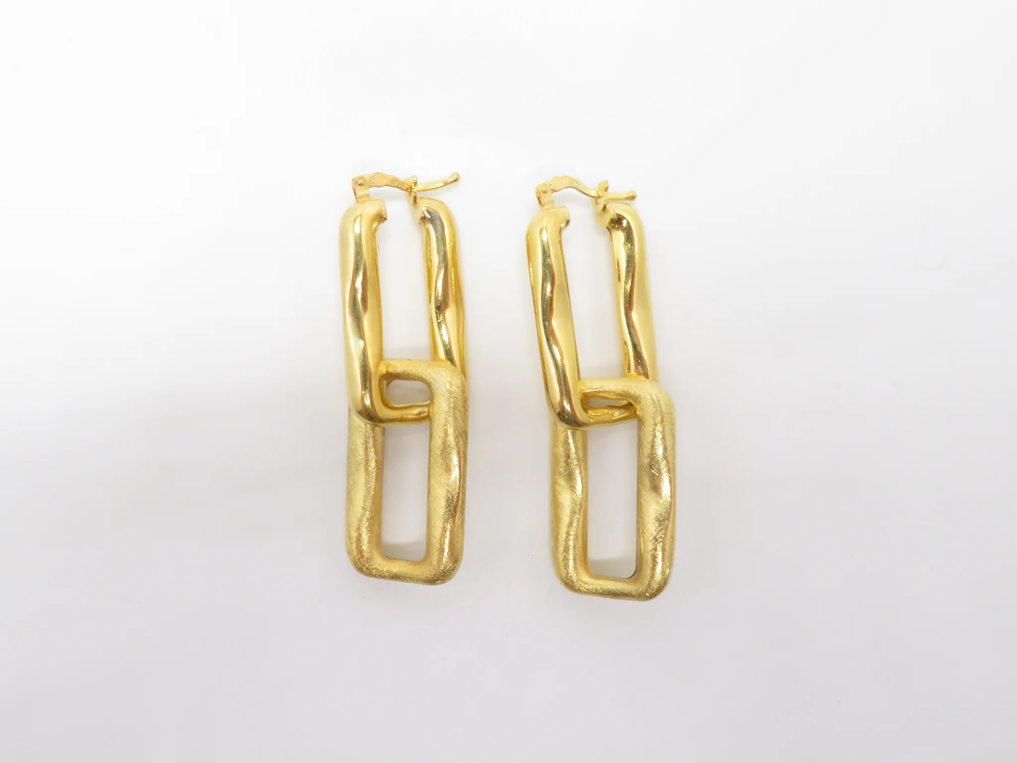 Sterling Silver Gold Plated Rectangular Dangle Earrings - Image 2