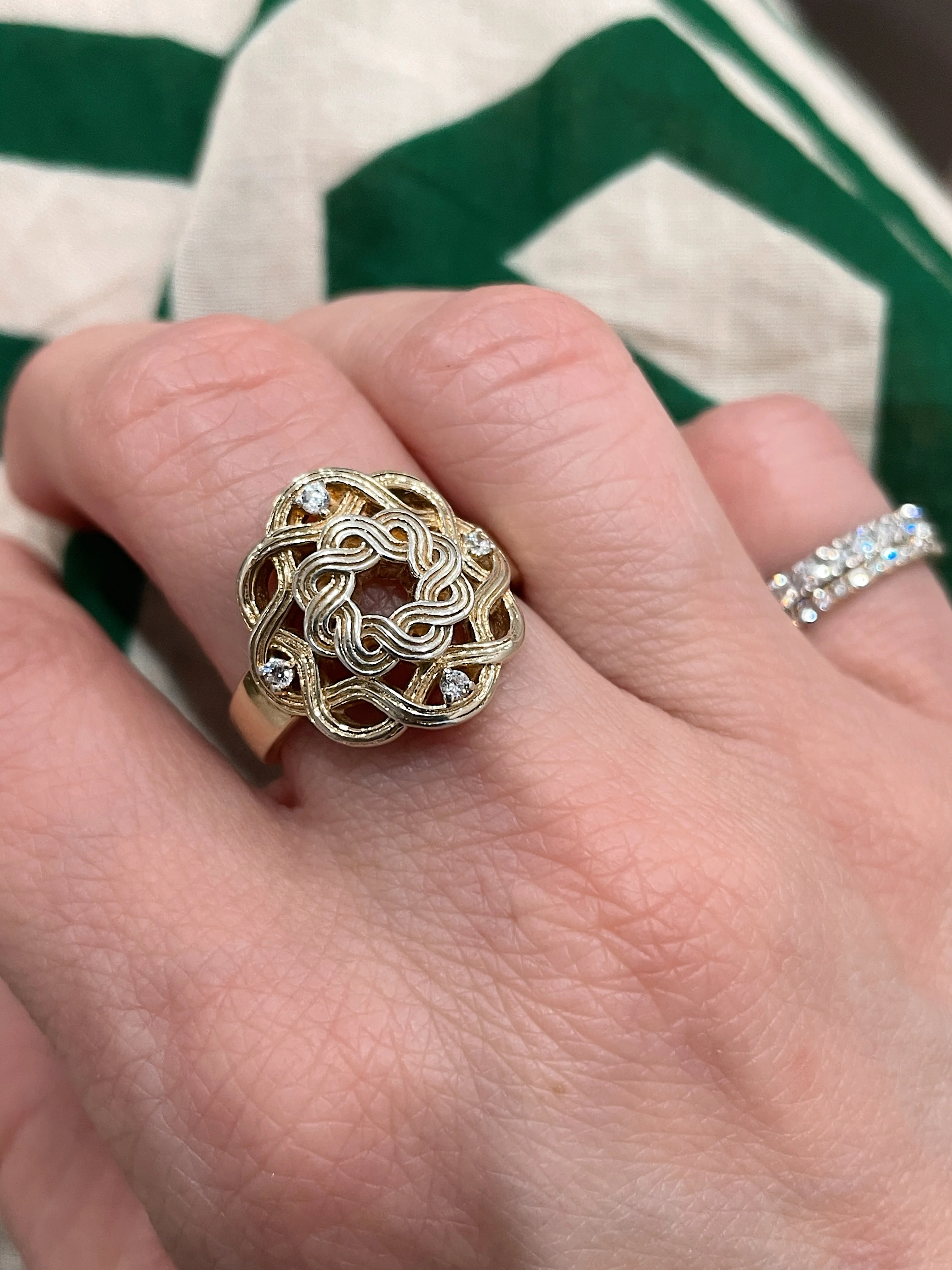 Sterling Silver Yellow Gold Plated Celtic Ring - Image 2