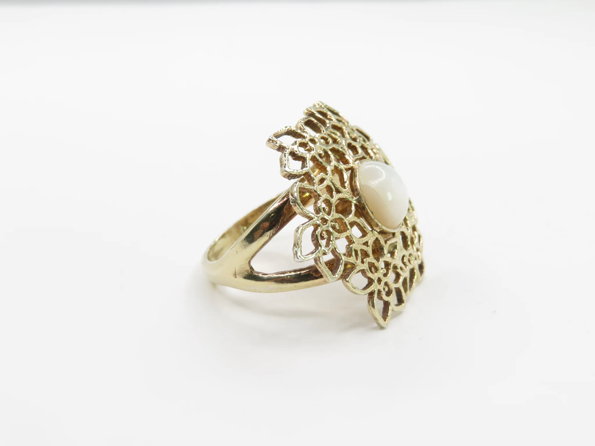 Sterling Silver Gold Plated Moonstone Ring - Image 2