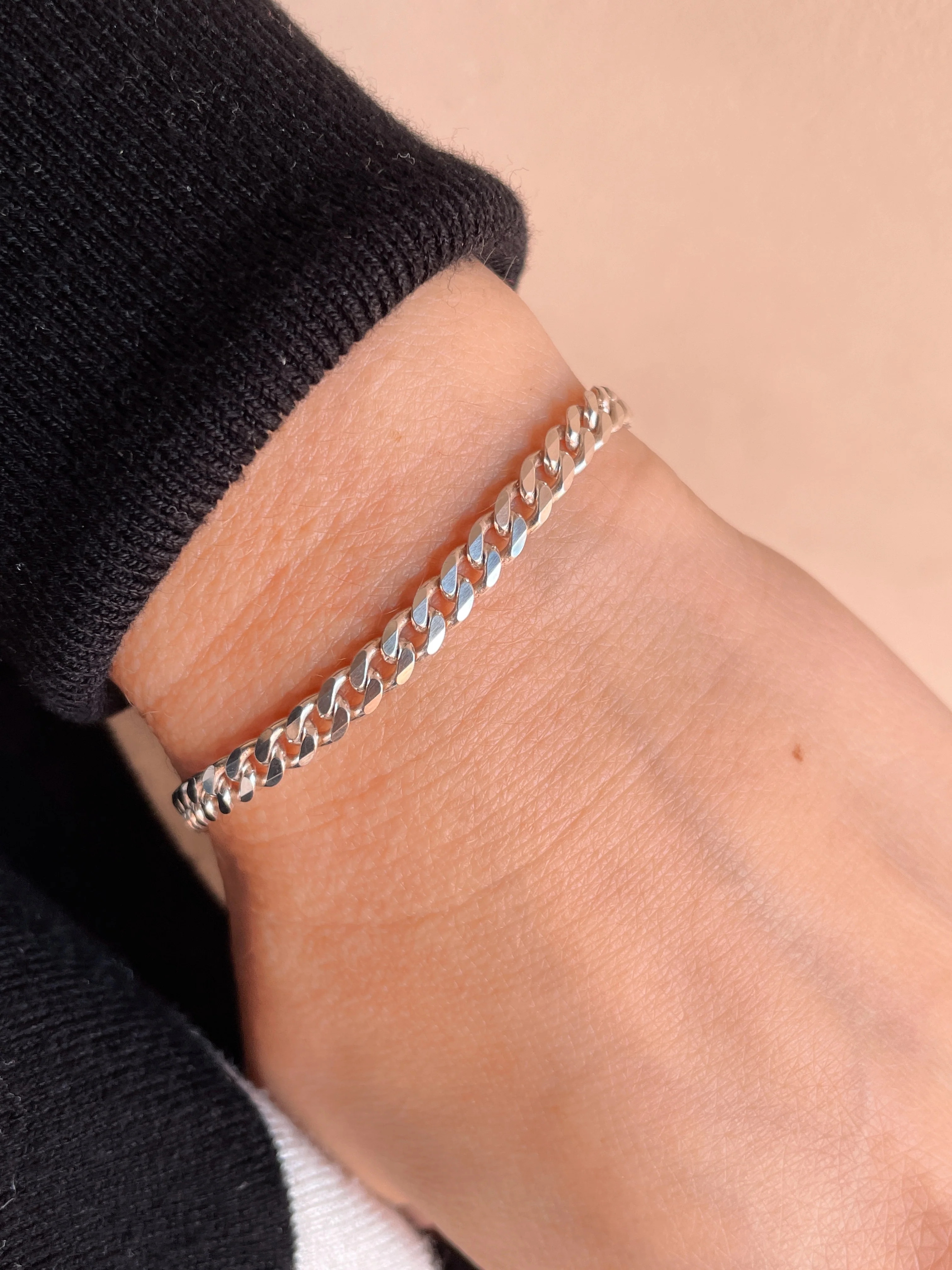 Sterling Silver Heavy Curb Bracelet - Image 4