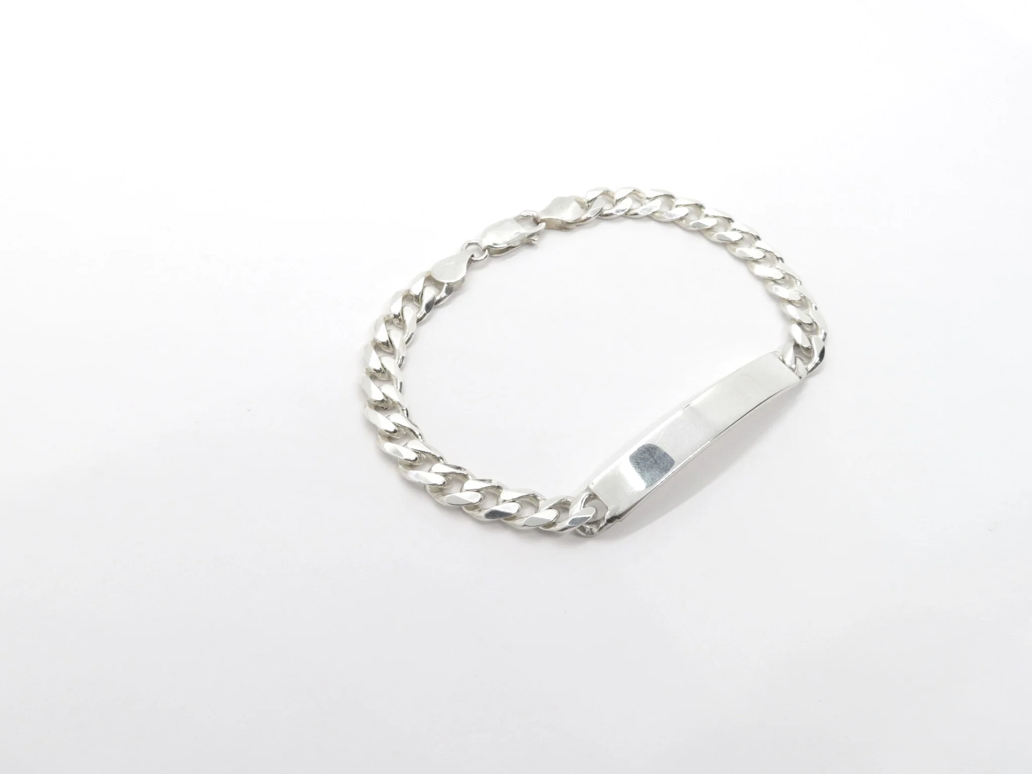 Sterling Silver Heavy Curb ID Bracelet