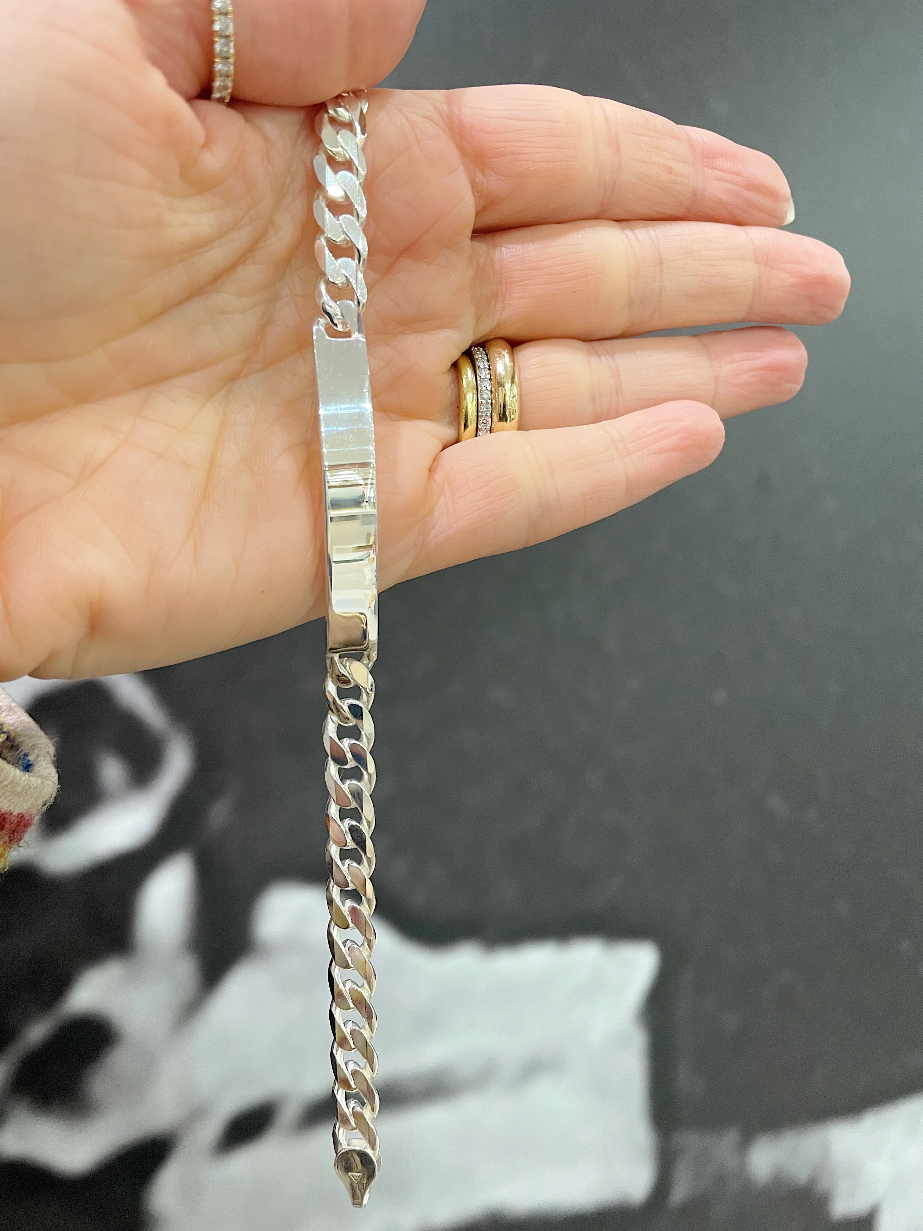 Sterling Silver Heavy Curb ID Bracelet - Image 3