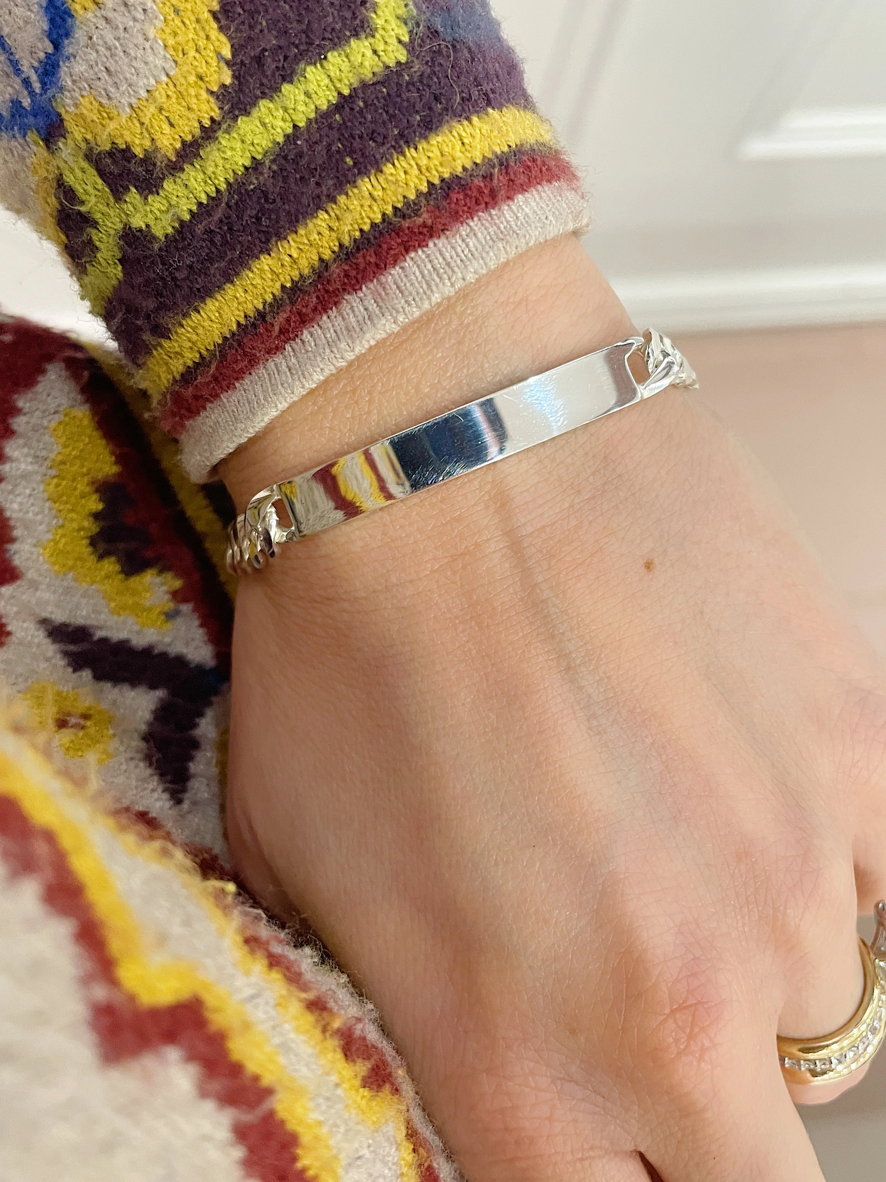 Sterling Silver Heavy Curb ID Bracelet - Image 4