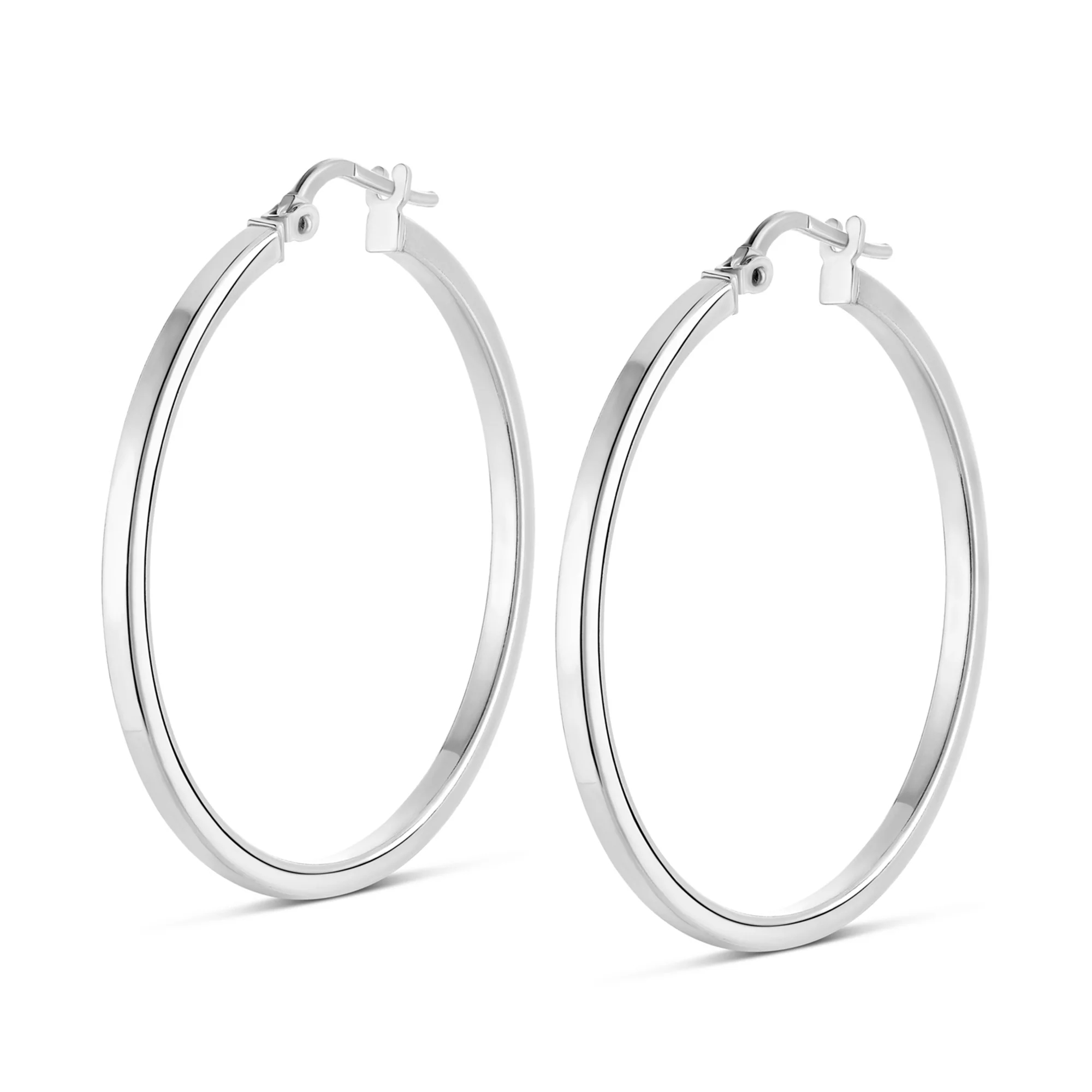 Sterling Silver High Polish Flat Hoops - Image 10