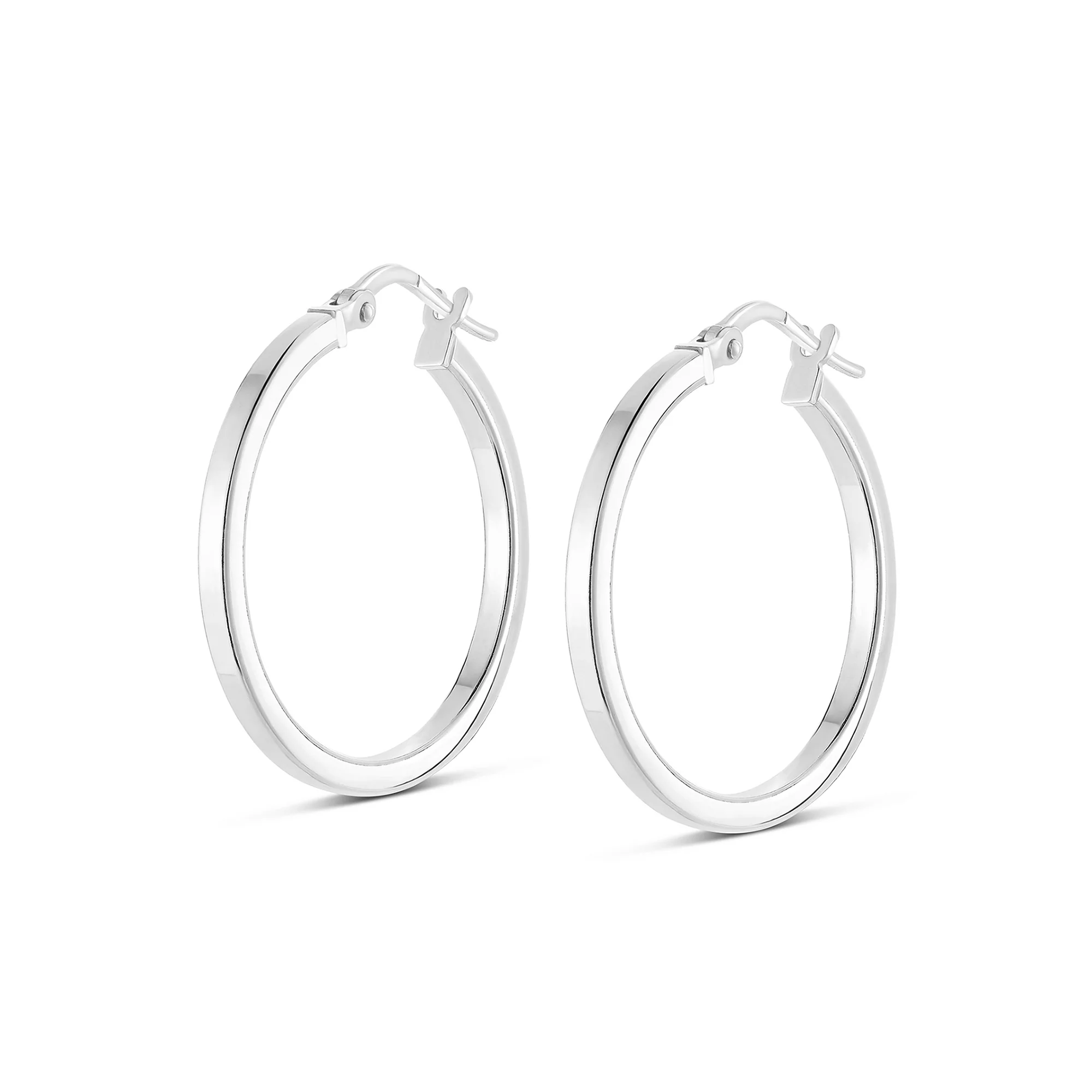 Sterling Silver High Polish Flat Hoops - Image 11