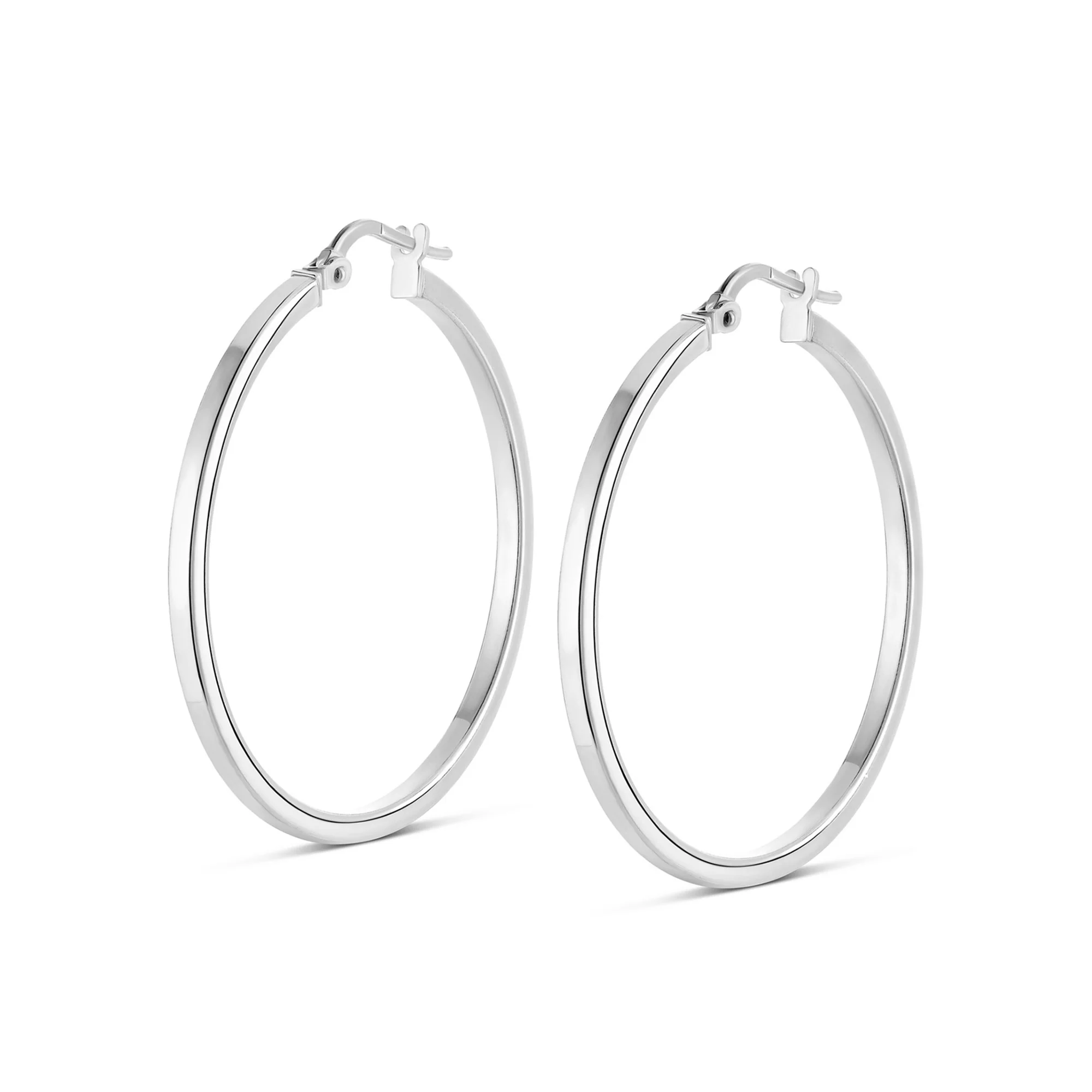 Sterling Silver High Polish Flat Hoops - Image 12