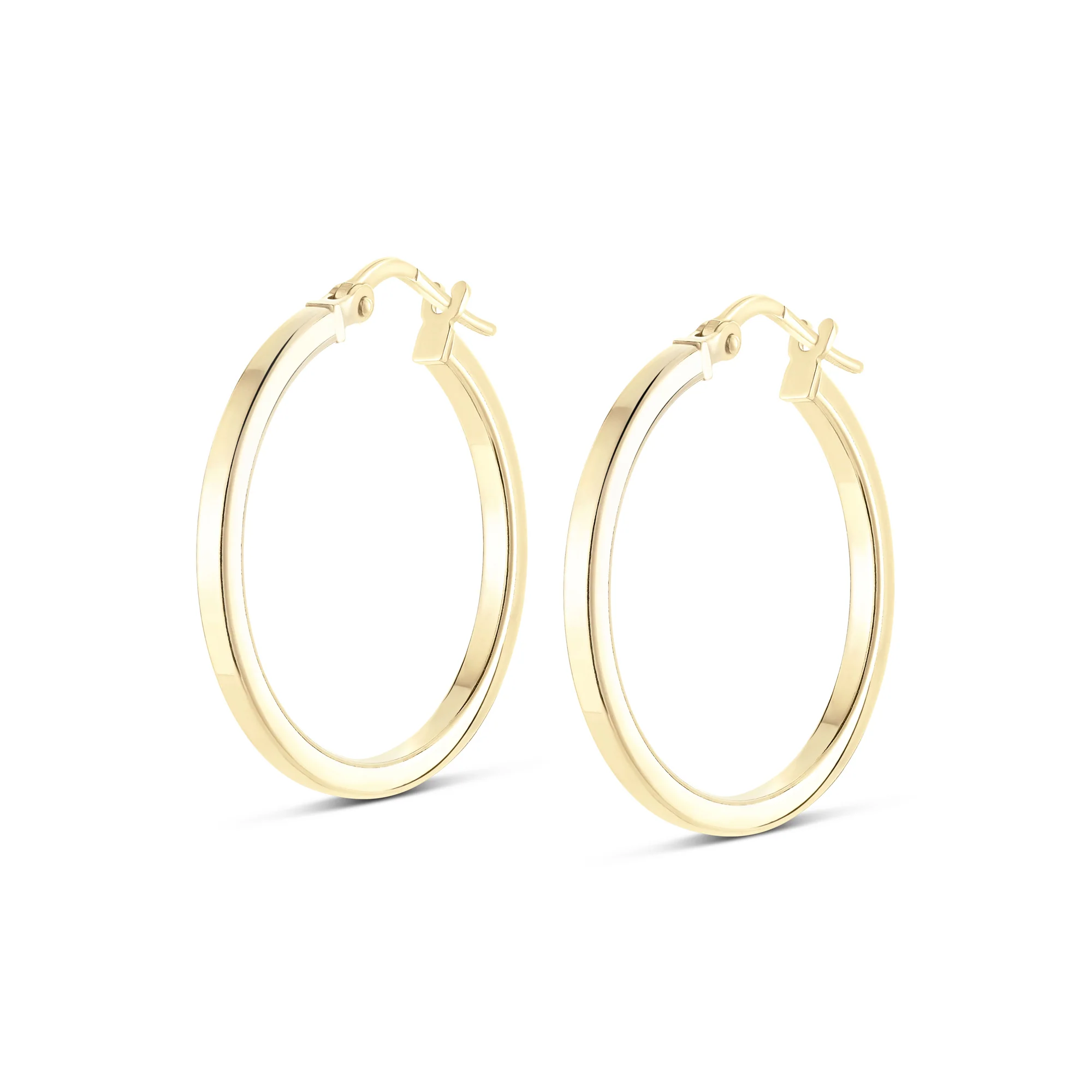 Sterling Silver High Polish Flat Hoops - Image 2