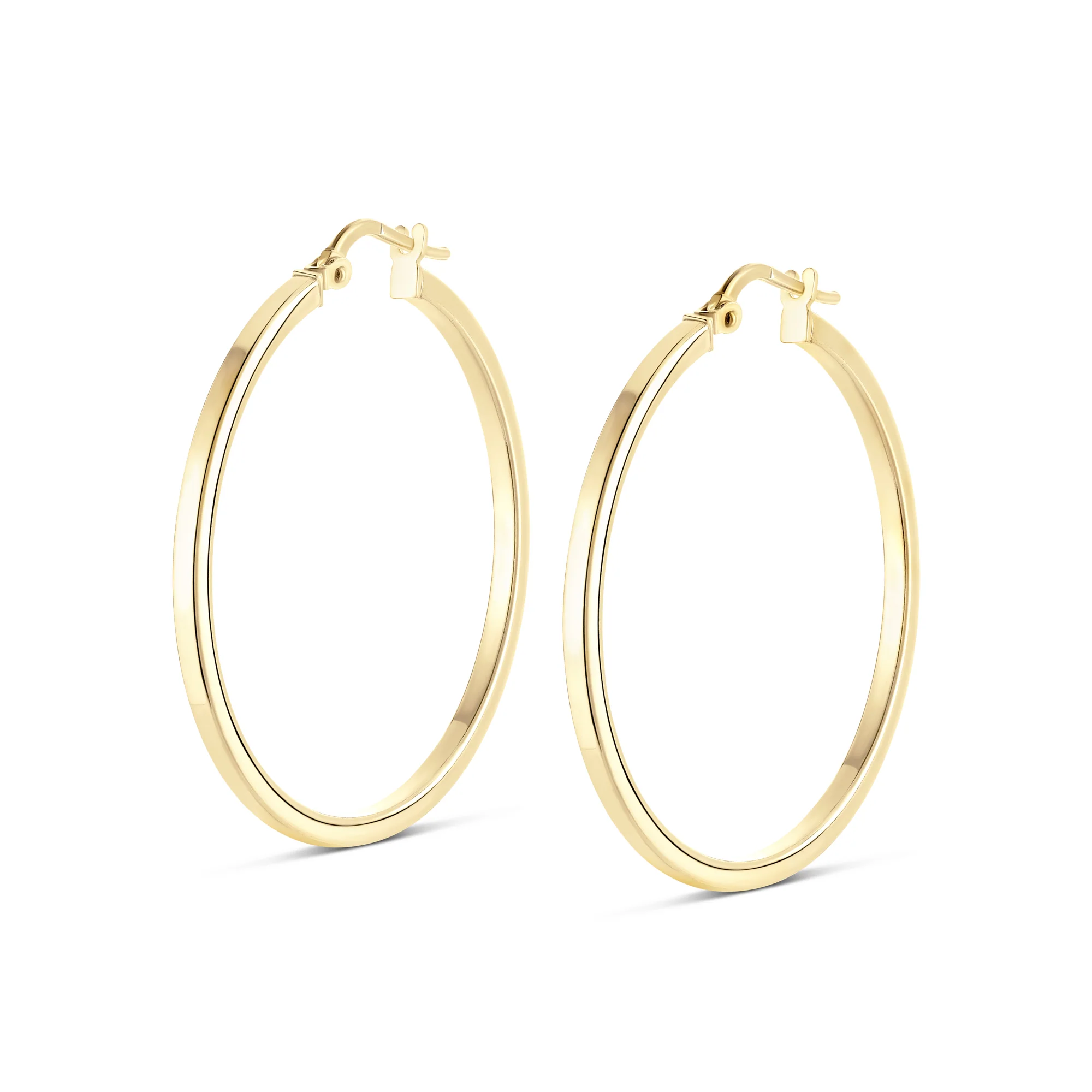 Sterling Silver High Polish Flat Hoops - Image 4
