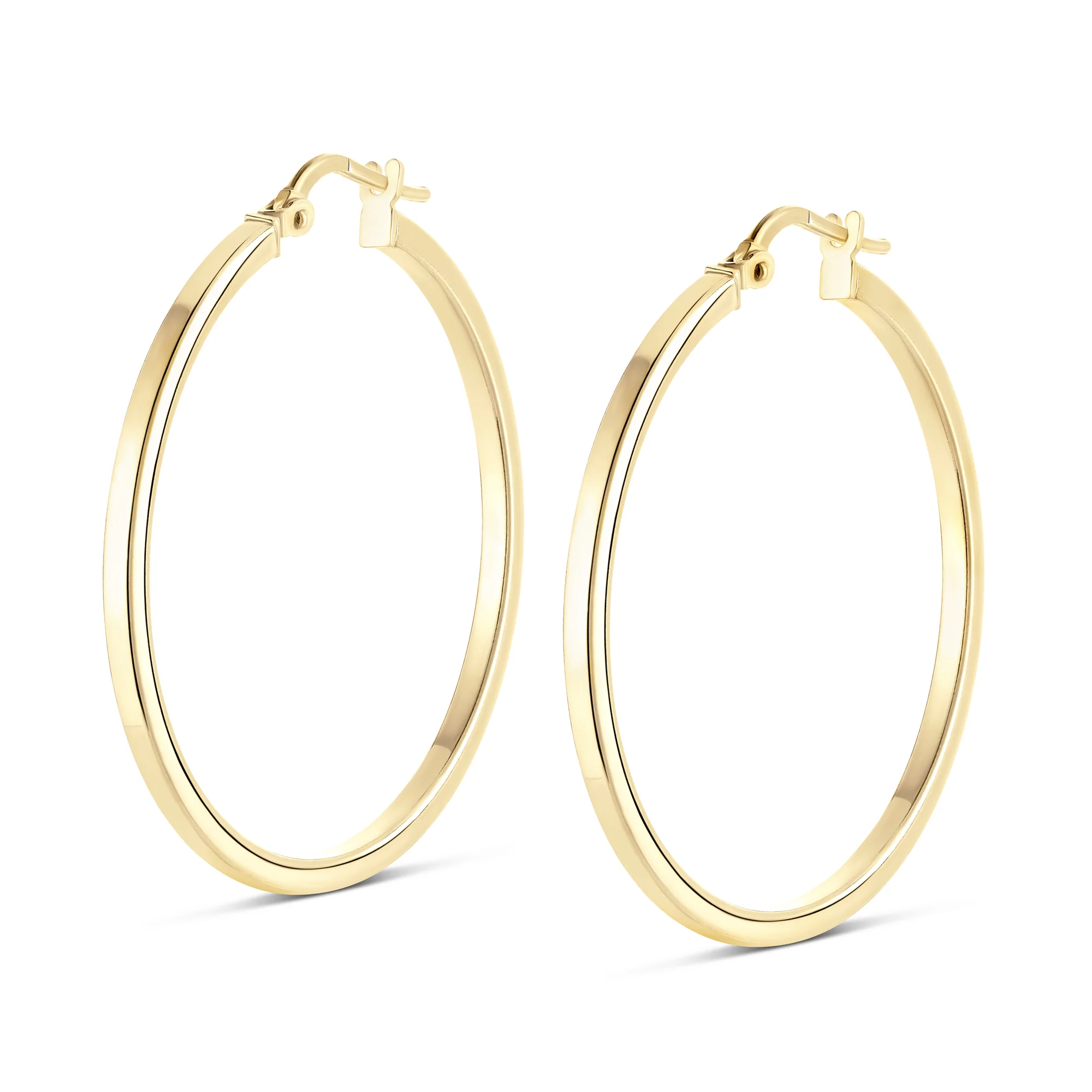 Sterling Silver High Polish Flat Hoops - Image 5