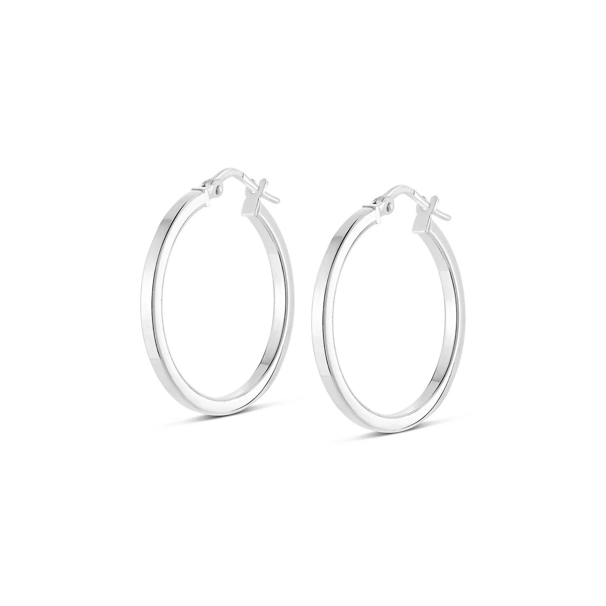 Sterling Silver High Polish Flat Hoops - Image 6