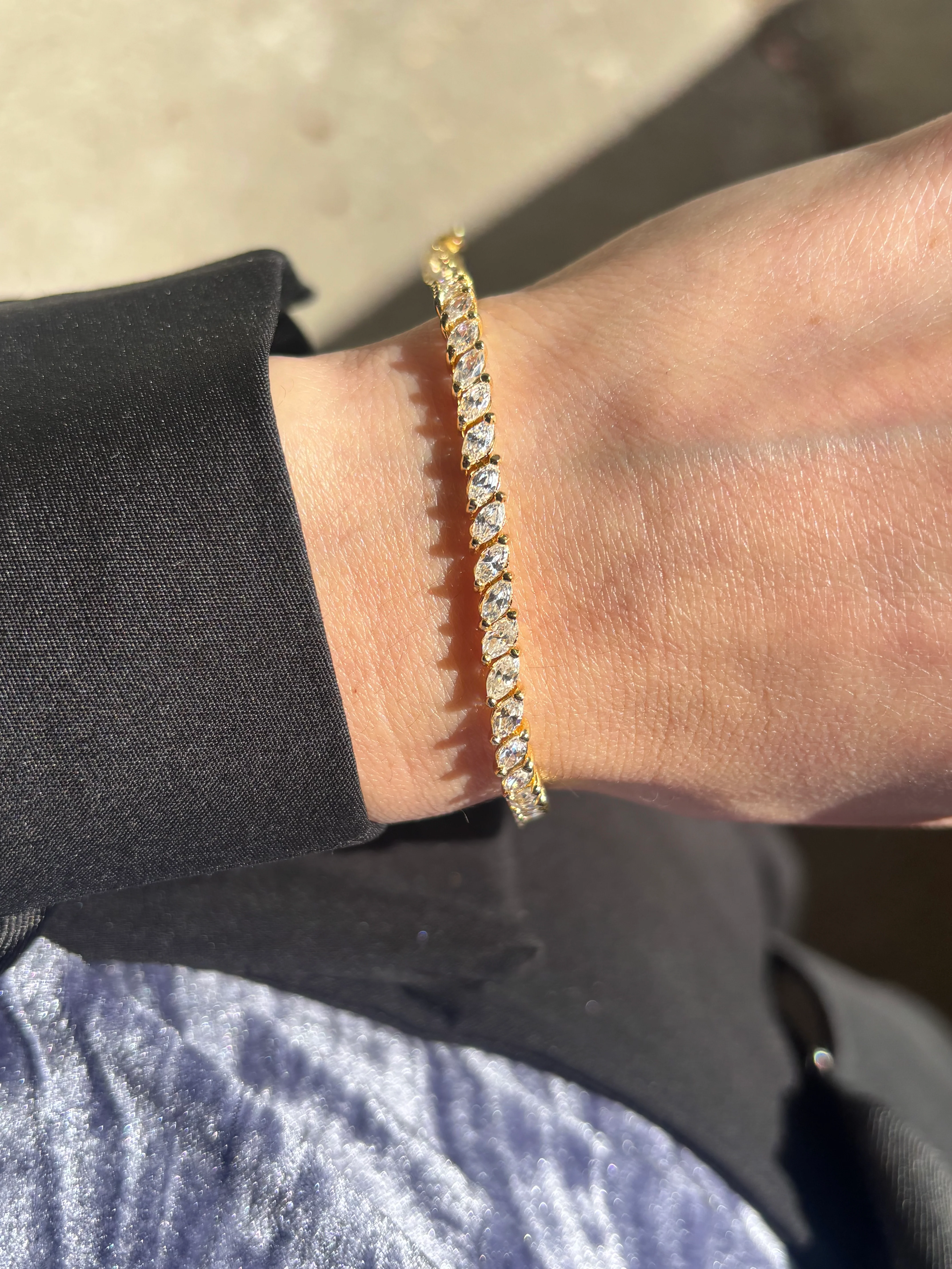 Sterling Silver Marquise Tennis Bracelet - Image 2