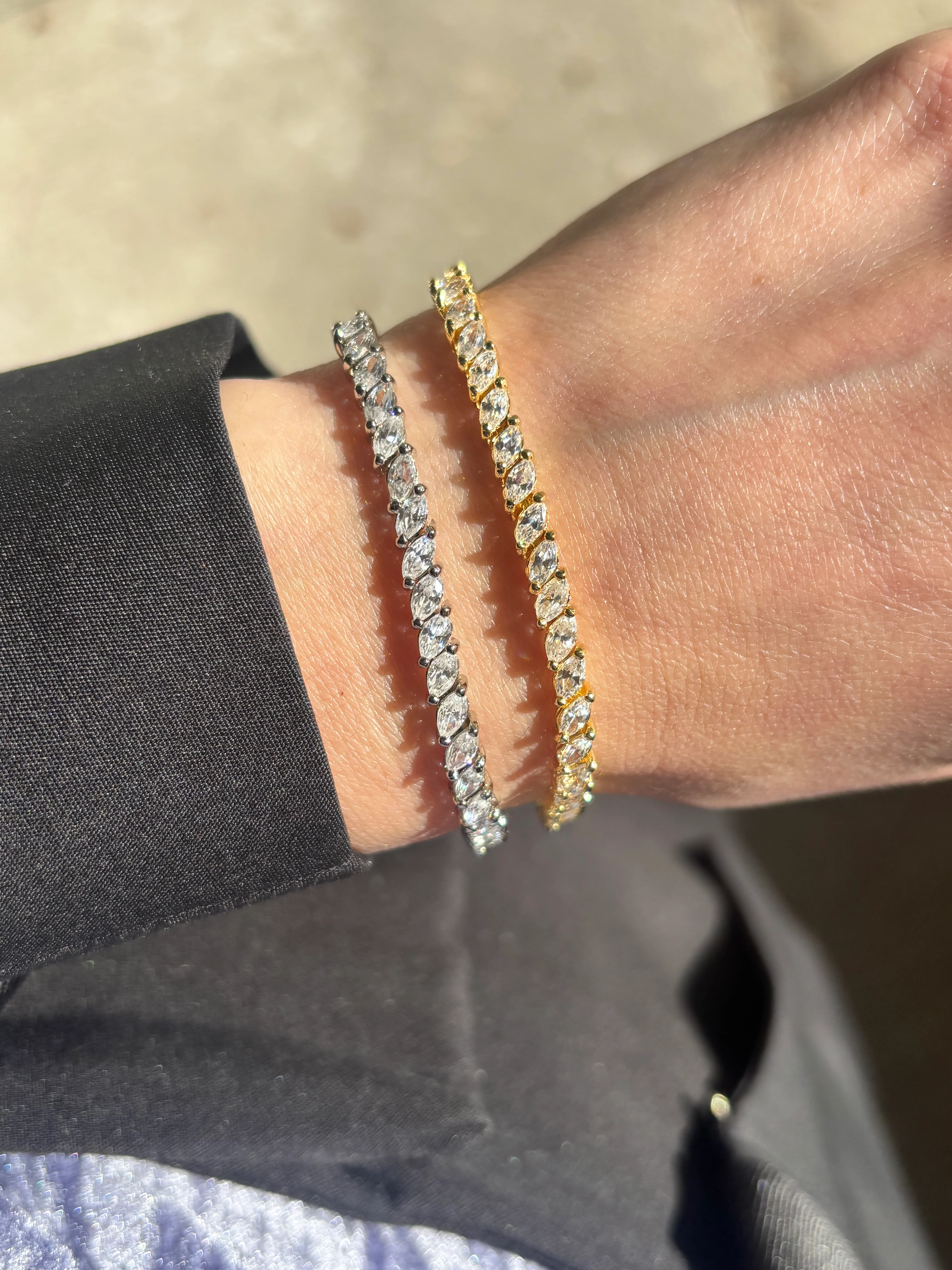 Sterling Silver Marquise Tennis Bracelet - Image 7