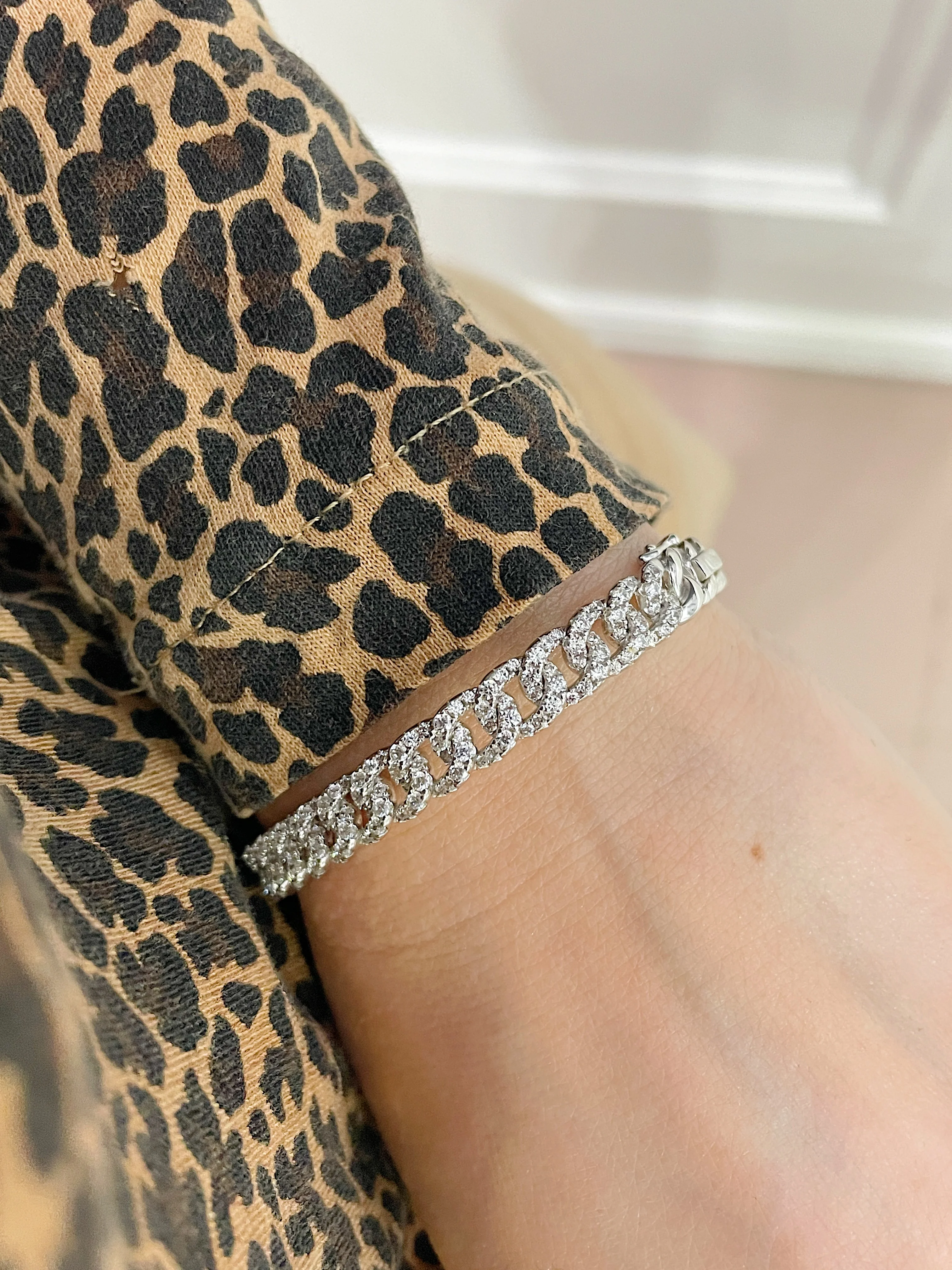 Sterling Silver Pavé Cuban Bangle - Image 2