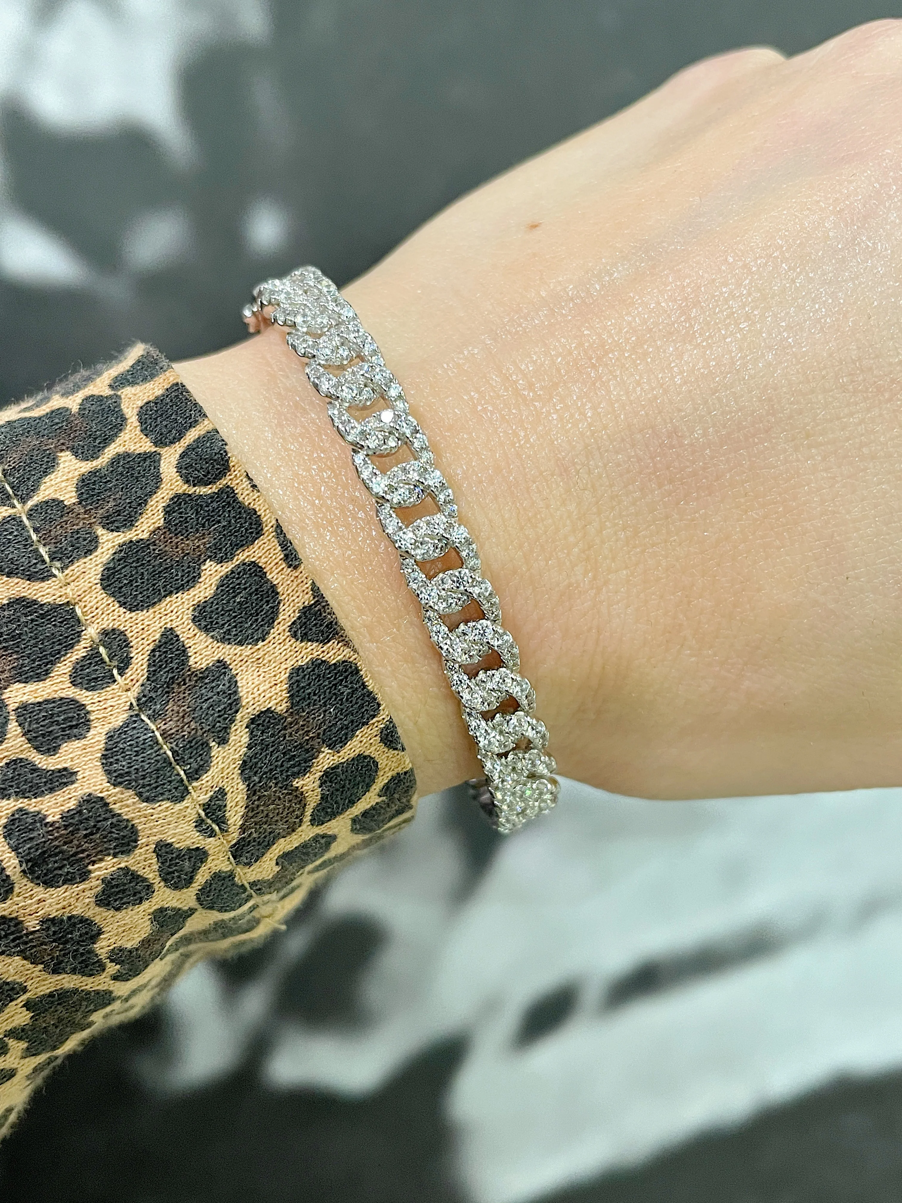 Sterling Silver Pavé Cuban Bangle - Image 3