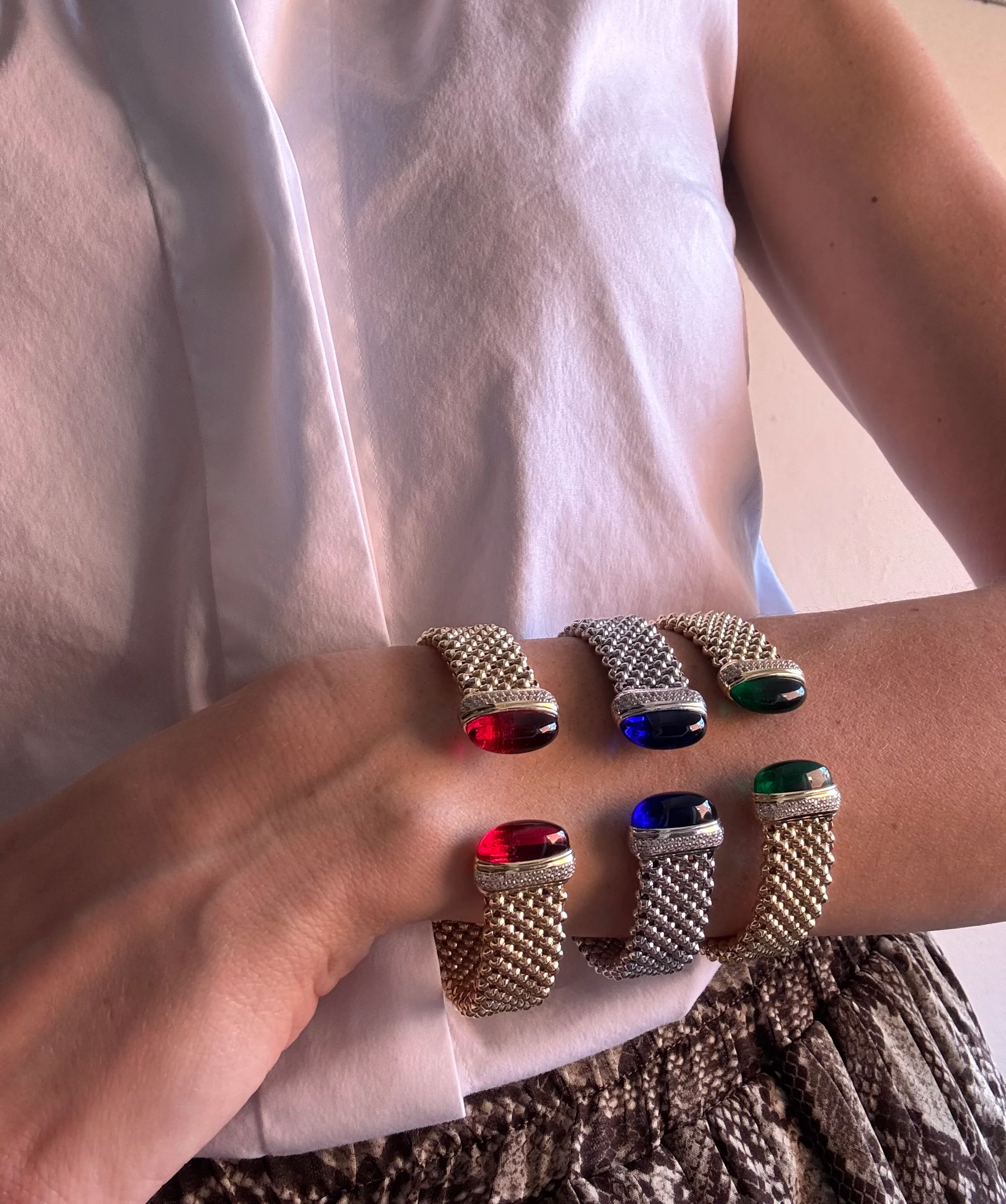 Sterling Silver Popcorn Colourful Cuff Bracelet - Image 3