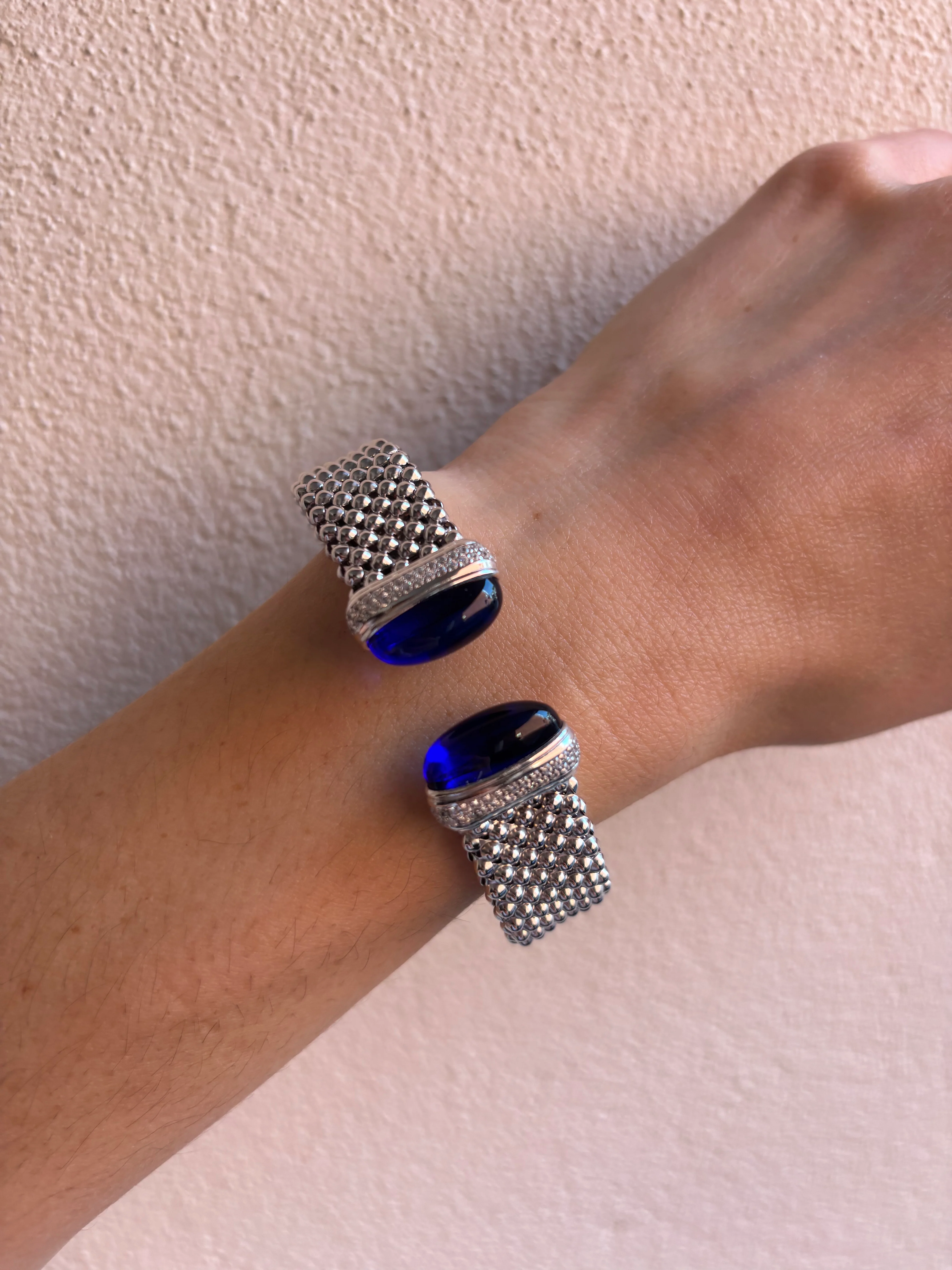Sterling Silver Popcorn Colourful Cuff Bracelet - Image 5