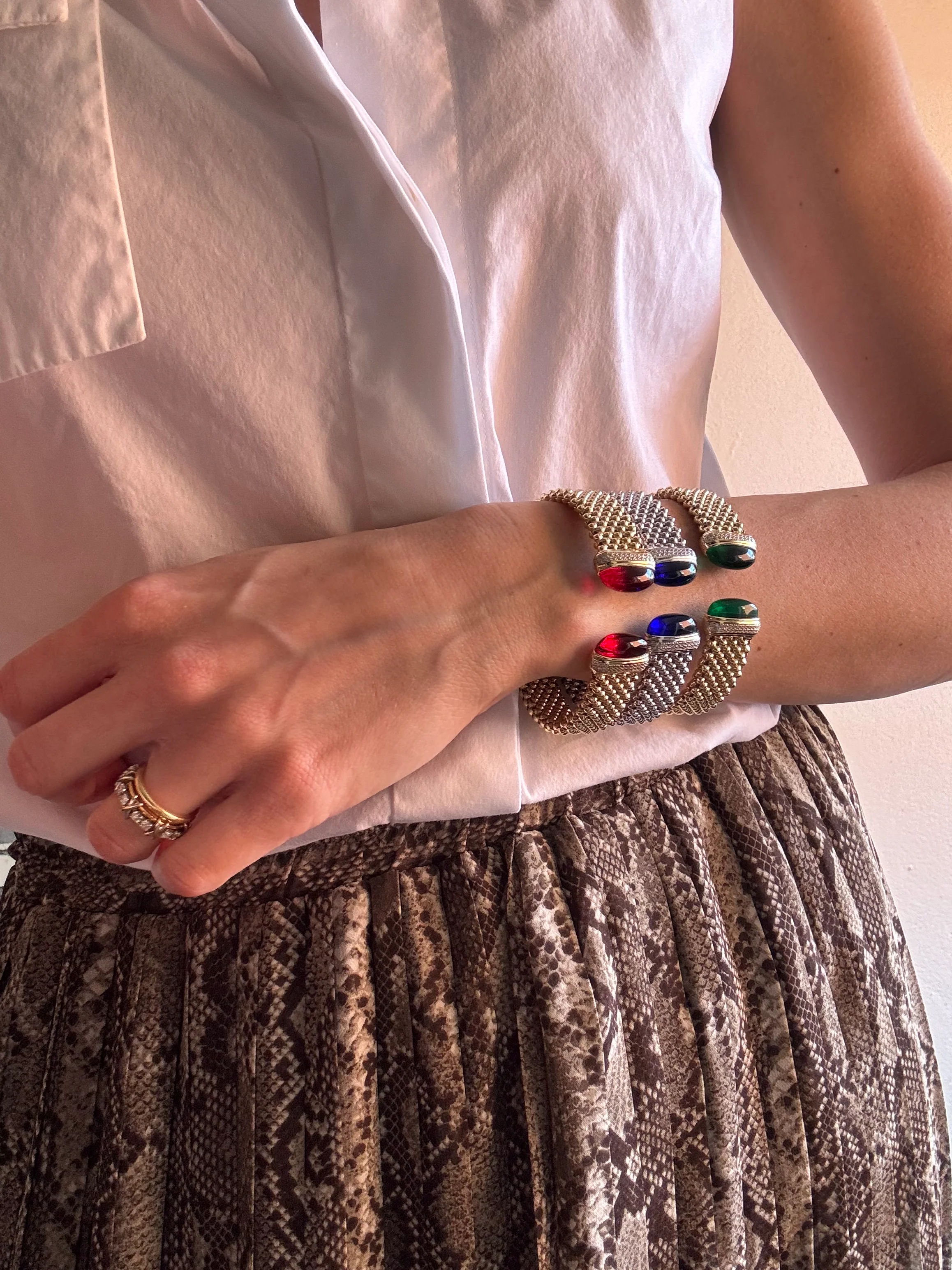 Sterling Silver Popcorn Colourful Cuff Bracelet - Image 8