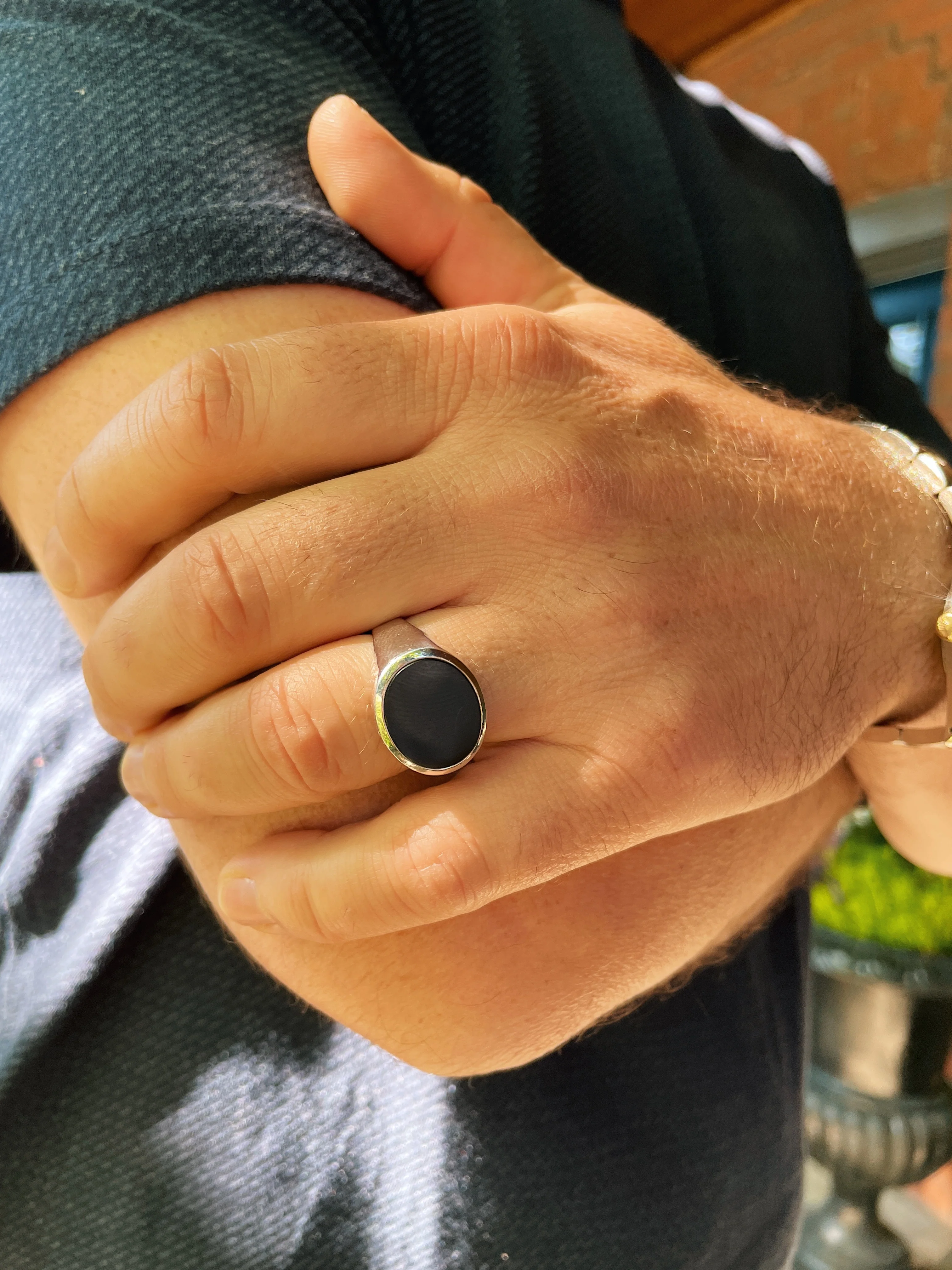 Sterling Silver East-West Onyx Ring - Image 2