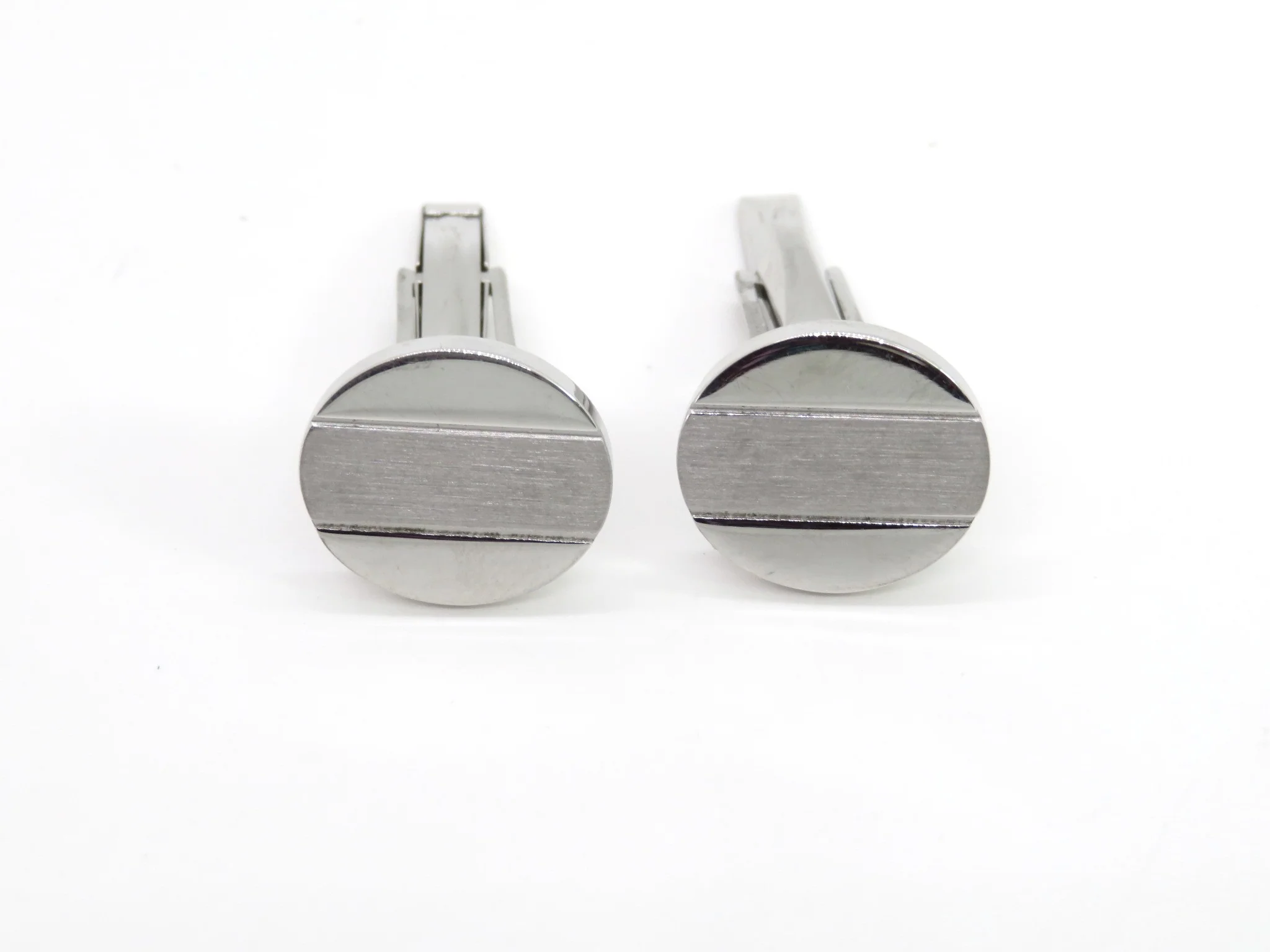 Sterling Silver Round Matte/Polished Cufflinks - Image 3