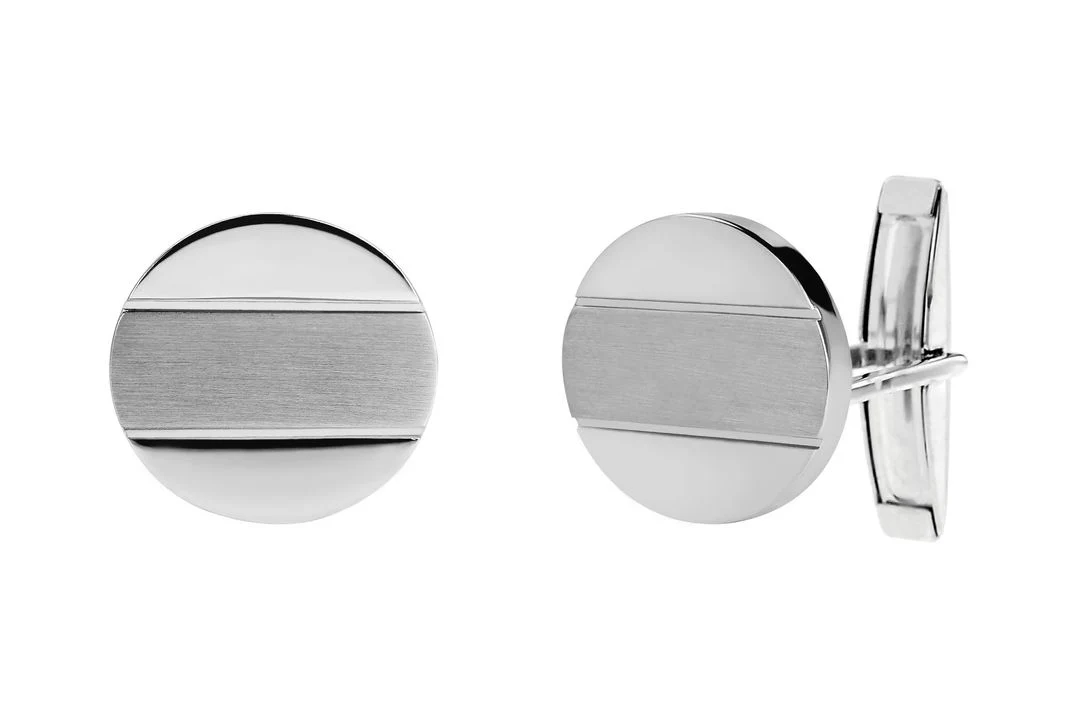 Sterling Silver Round Matte/Polished Cufflinks - Image 4