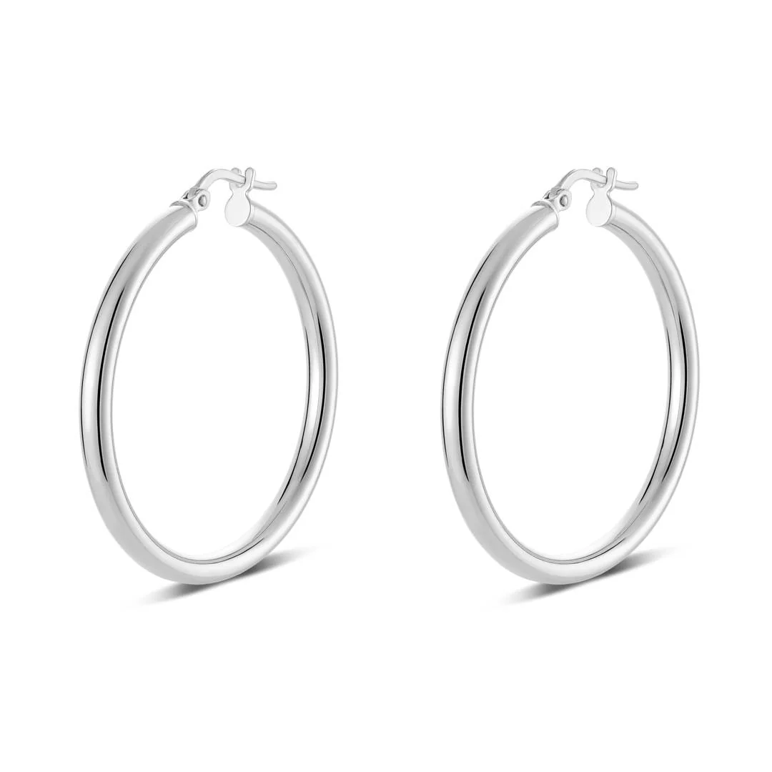 Sterling Silver Round Tube Hoops - Image 5