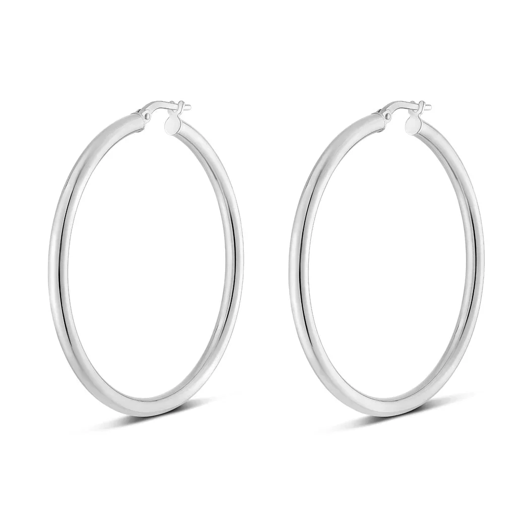 Sterling Silver Round Tube Hoops - Image 7