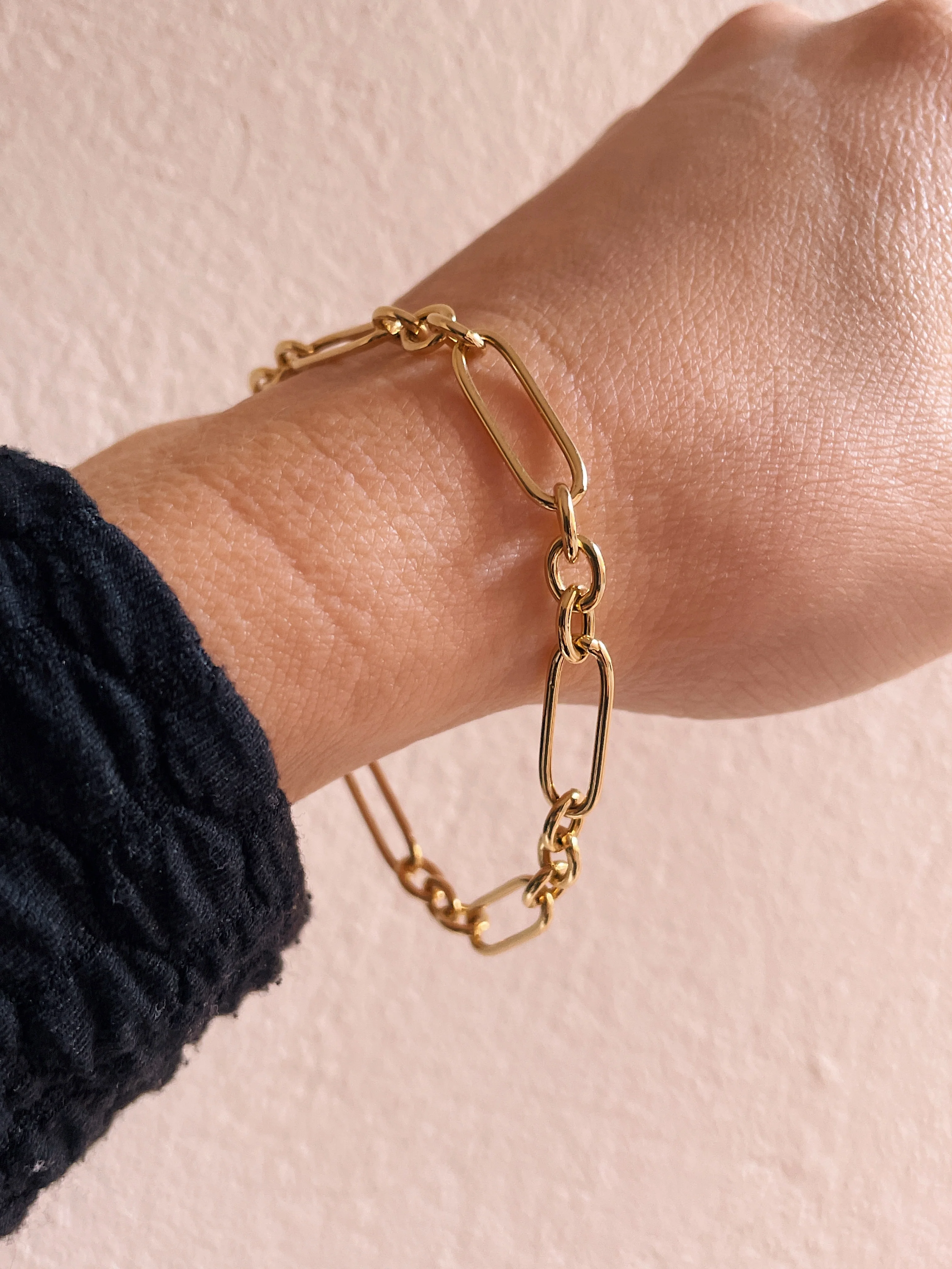 Sterling Silver Round Tube Paperclip Bracelet - Image 2