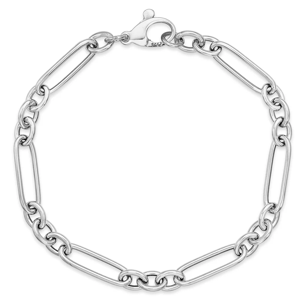 Sterling Silver Round Tube Paperclip Bracelet - Image 3