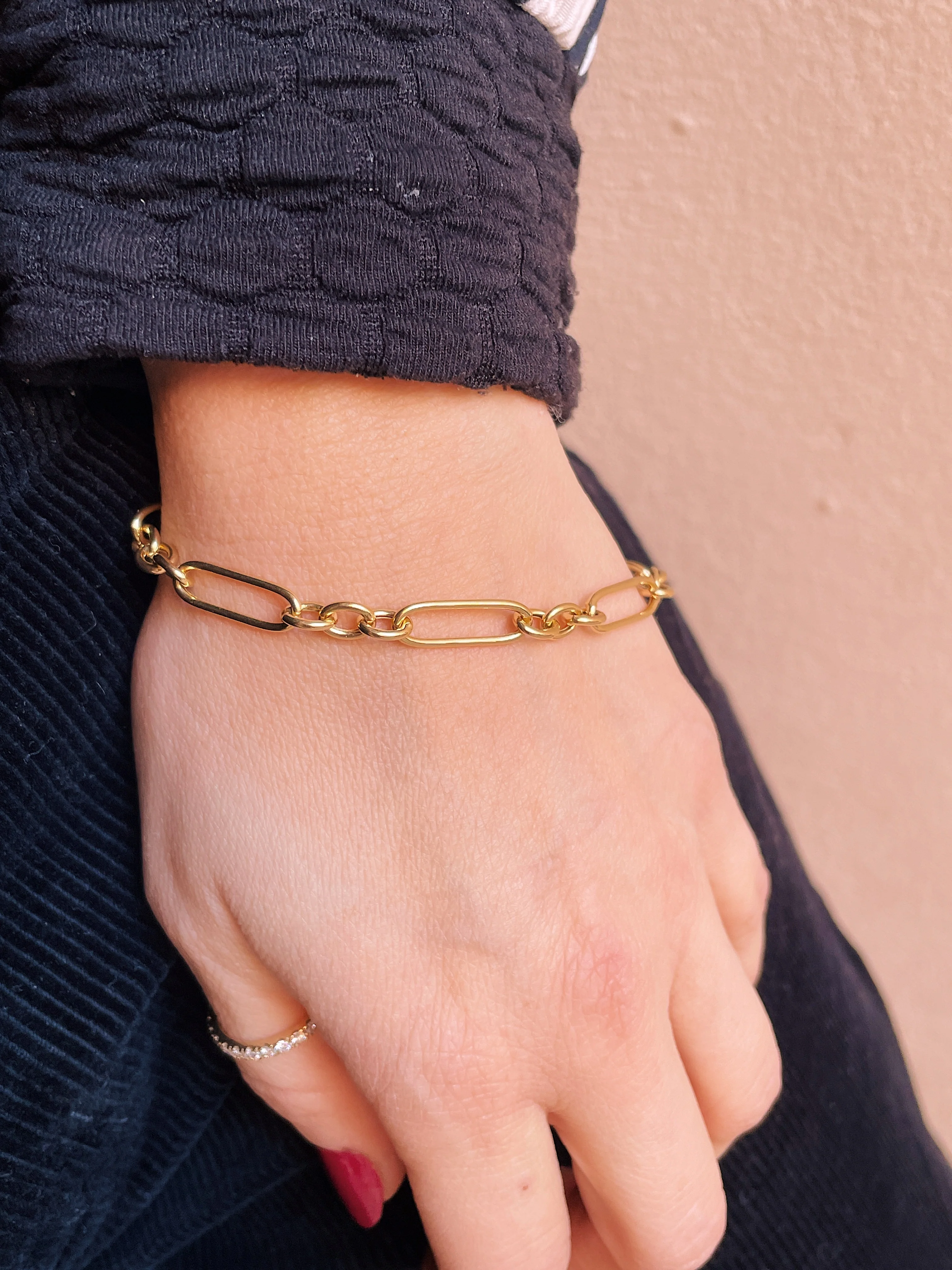 Sterling Silver Round Tube Paperclip Bracelet - Image 4