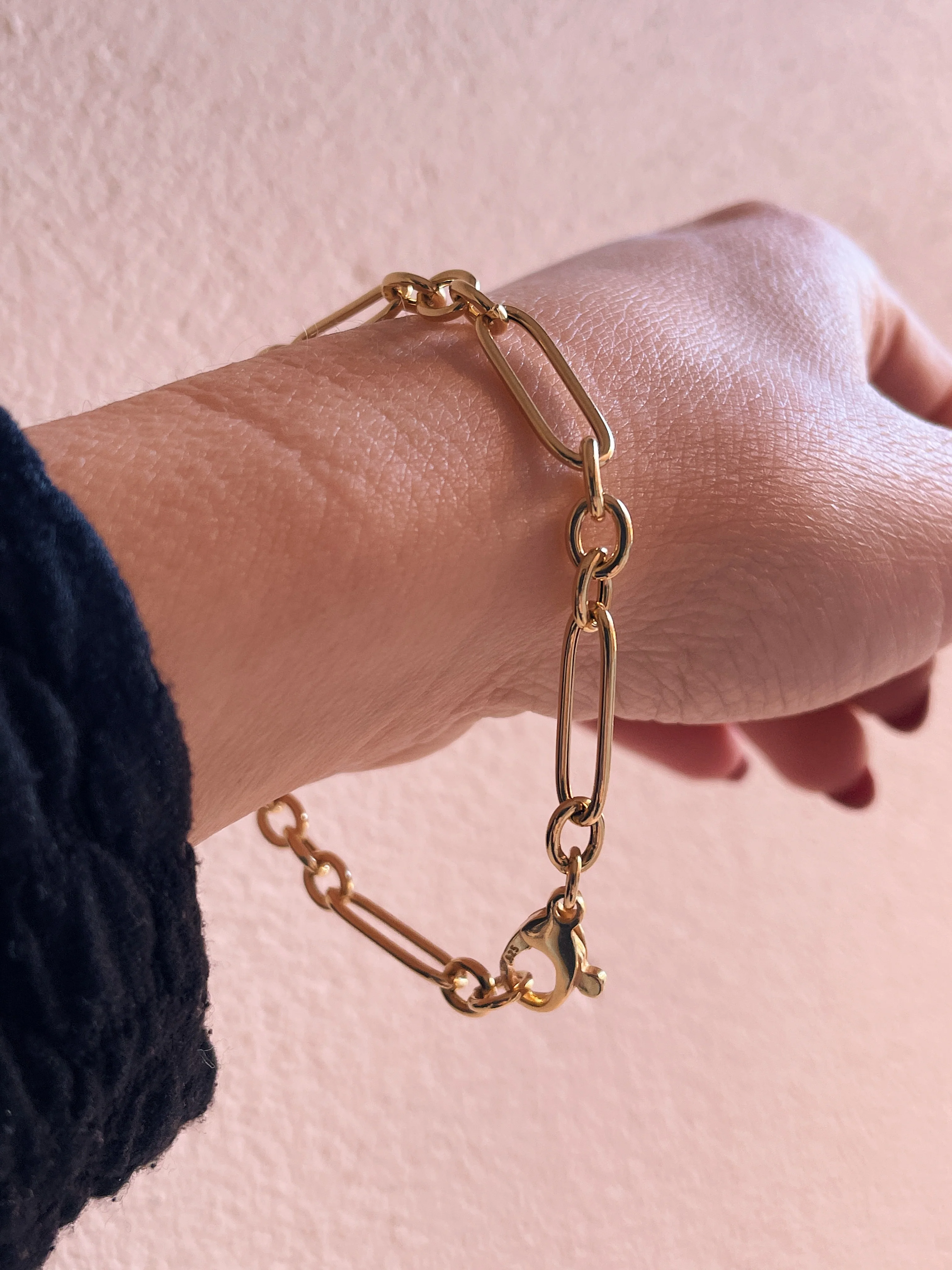 Sterling Silver Round Tube Paperclip Bracelet - Image 5